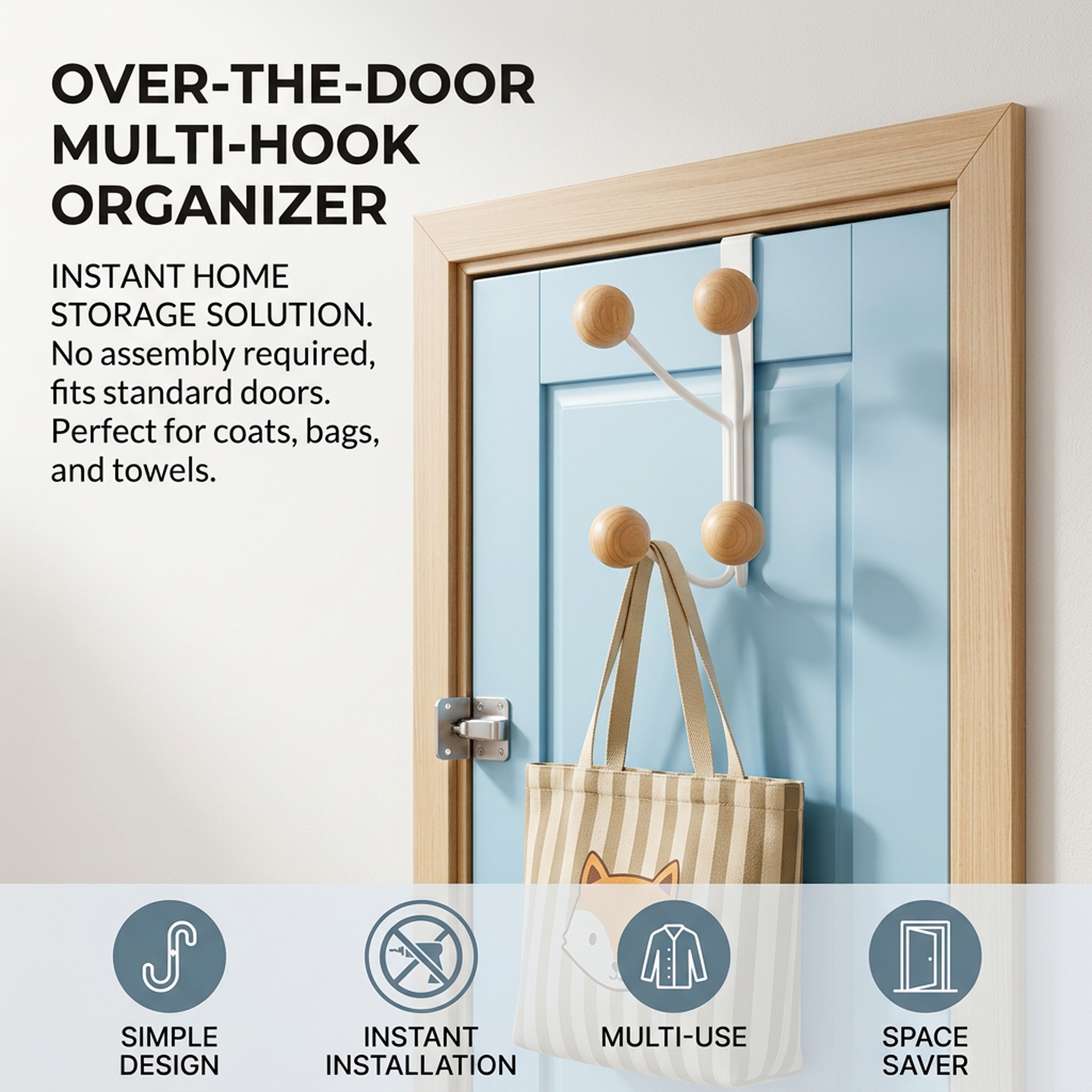 Sturdy Over The Door Hooks Metal And Wood Door Hanger Organizer For Coats Towels And Robes 2