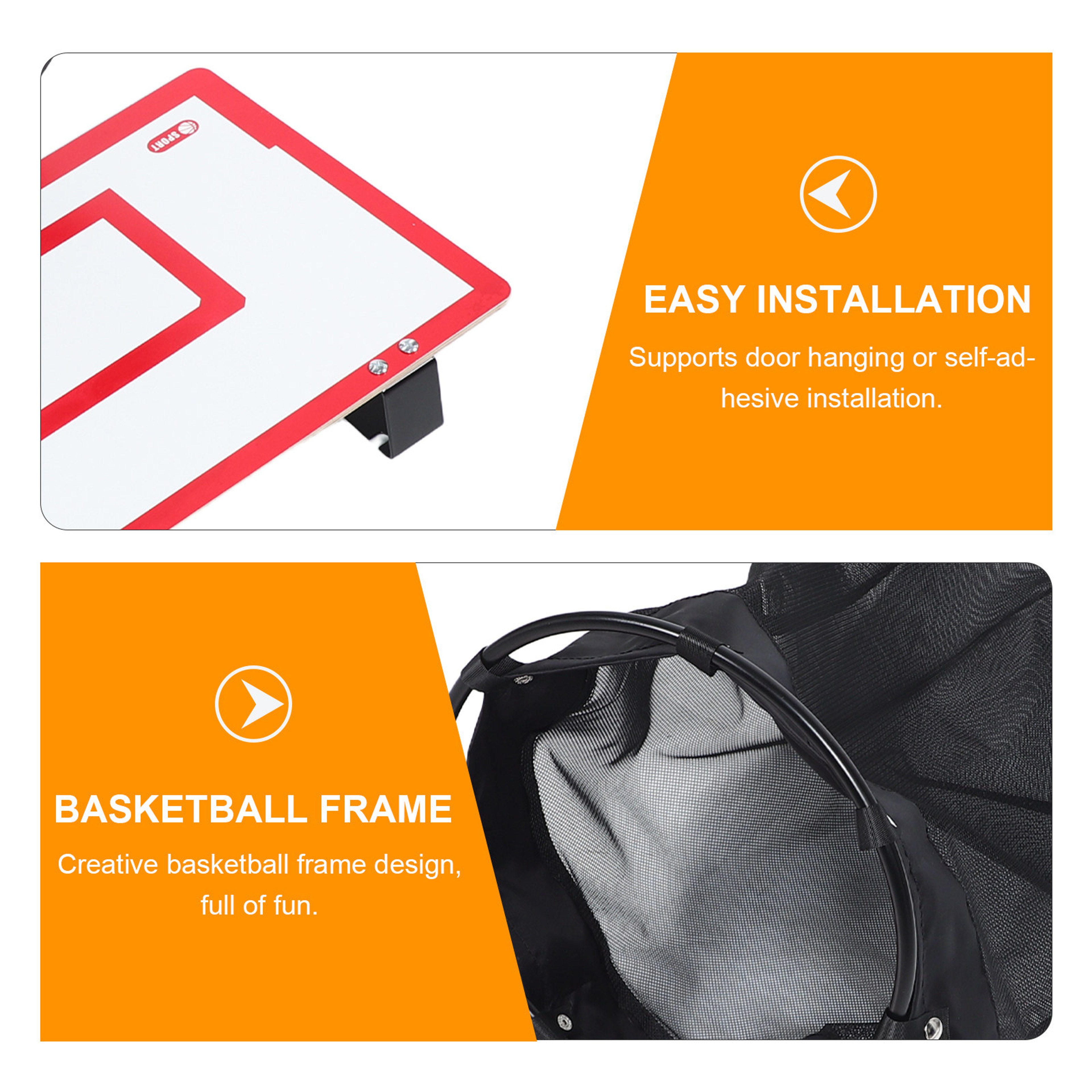 Basketball Laundry Hamper Mesh Bag Wooden Backboard BasDoor Hanging Laundry Organizer Space Saving  1