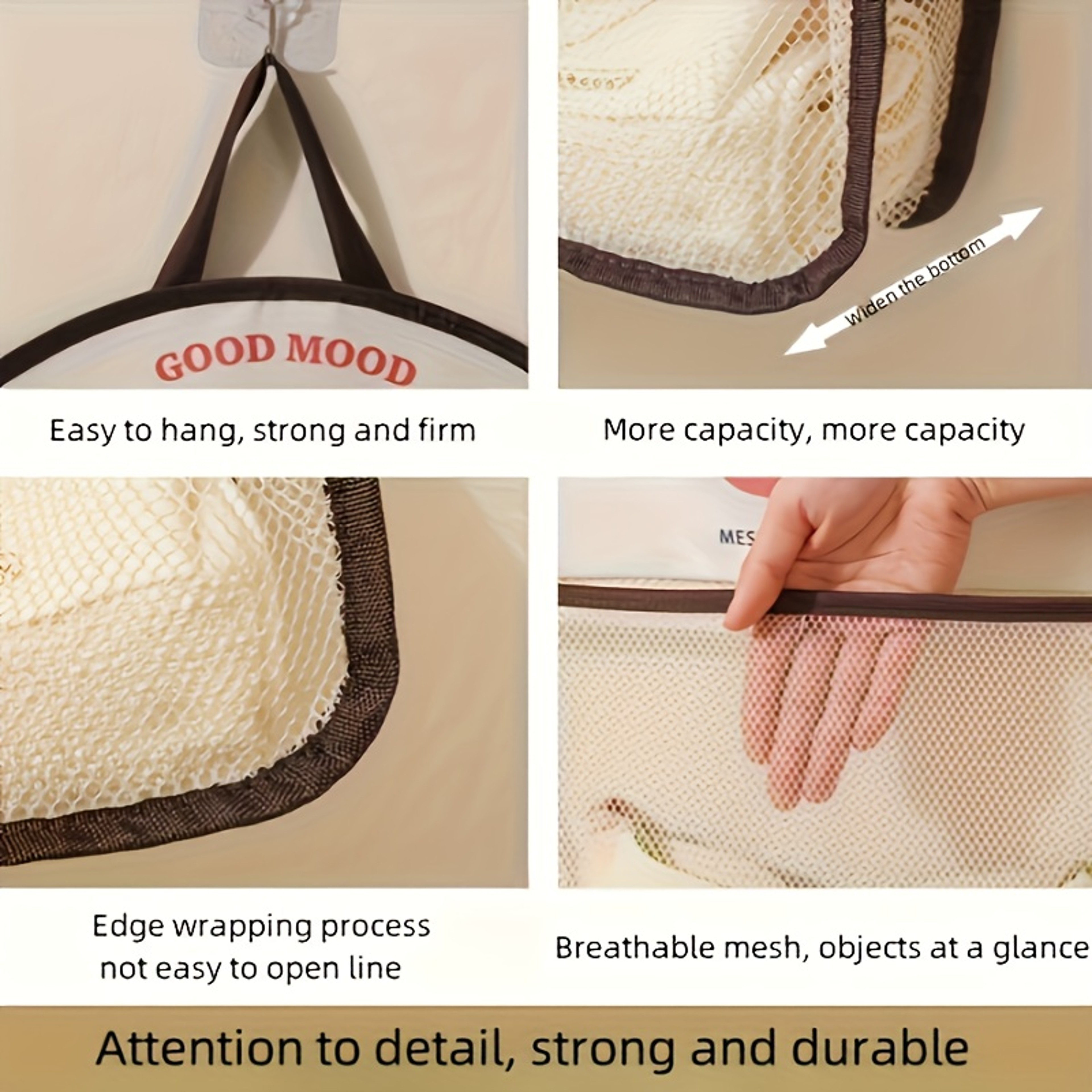 Hanging Mesh Storage Bag Washable Laundry Organizer Wall Mounted Underwear Socks Sorter 4