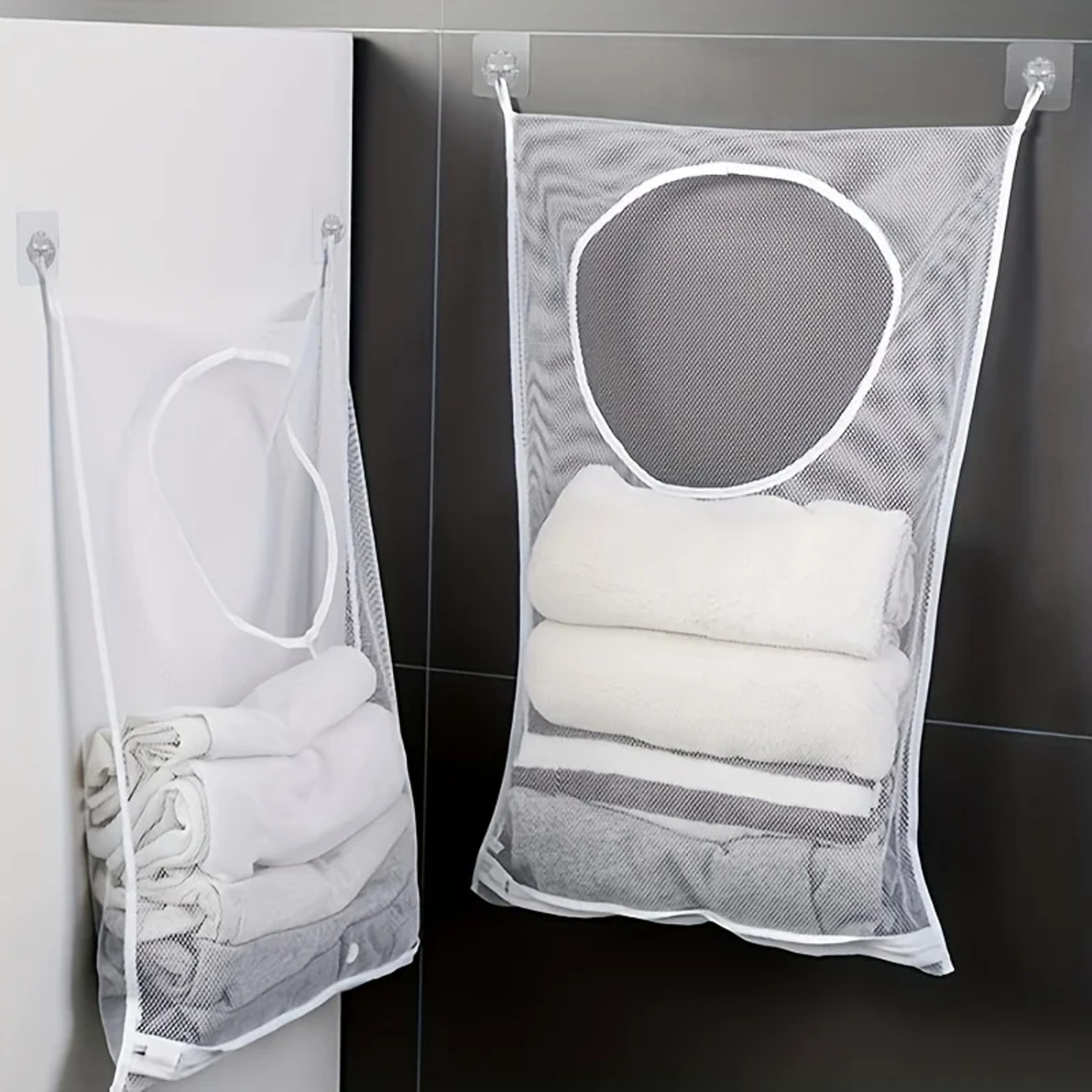 Wall Mounted Laundry Basket Hanging Storage Bag For Bathroom Dorm Home Organization 4