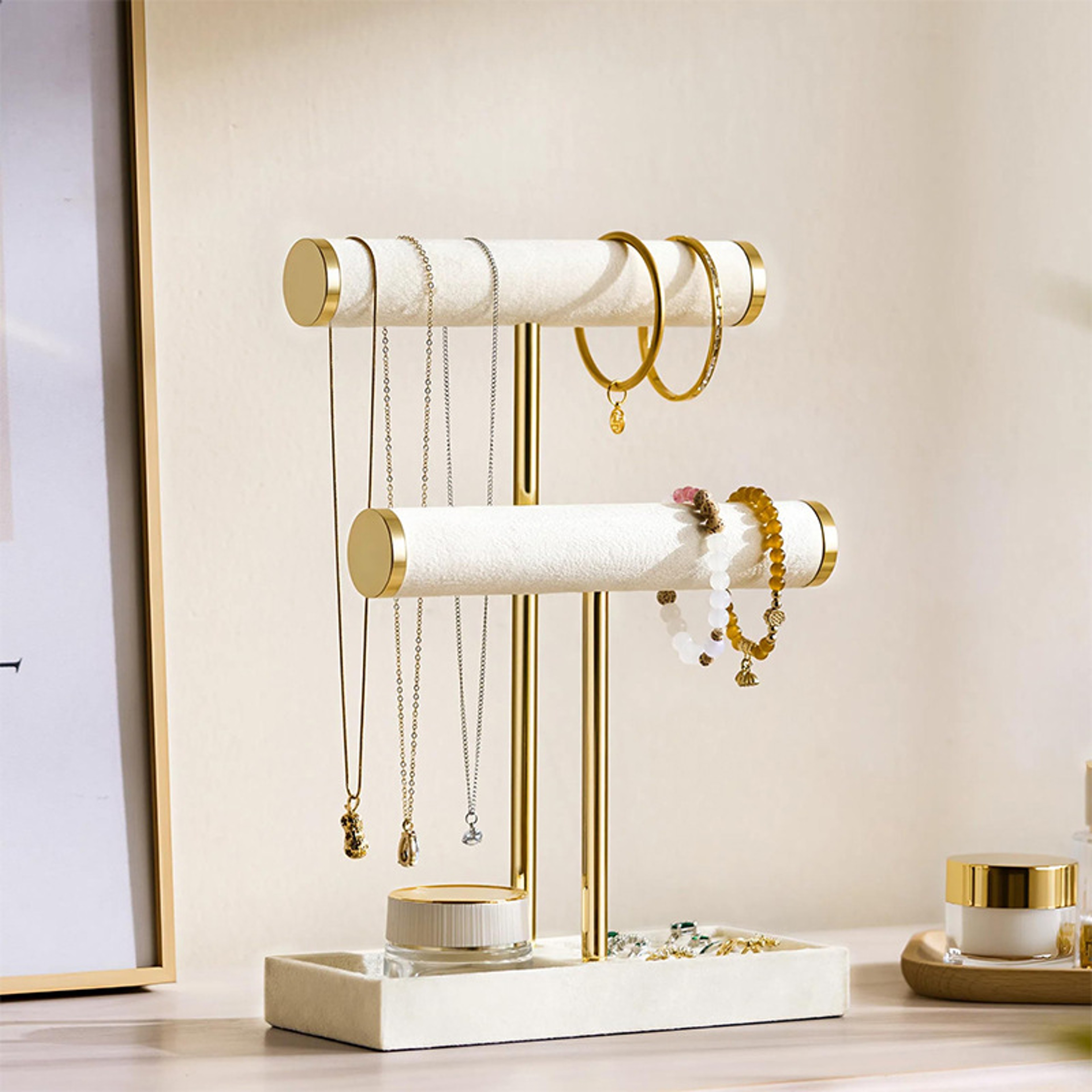 Two Level T Style Bangle Stand Jewelry Organizer For Bracelet Storage 4