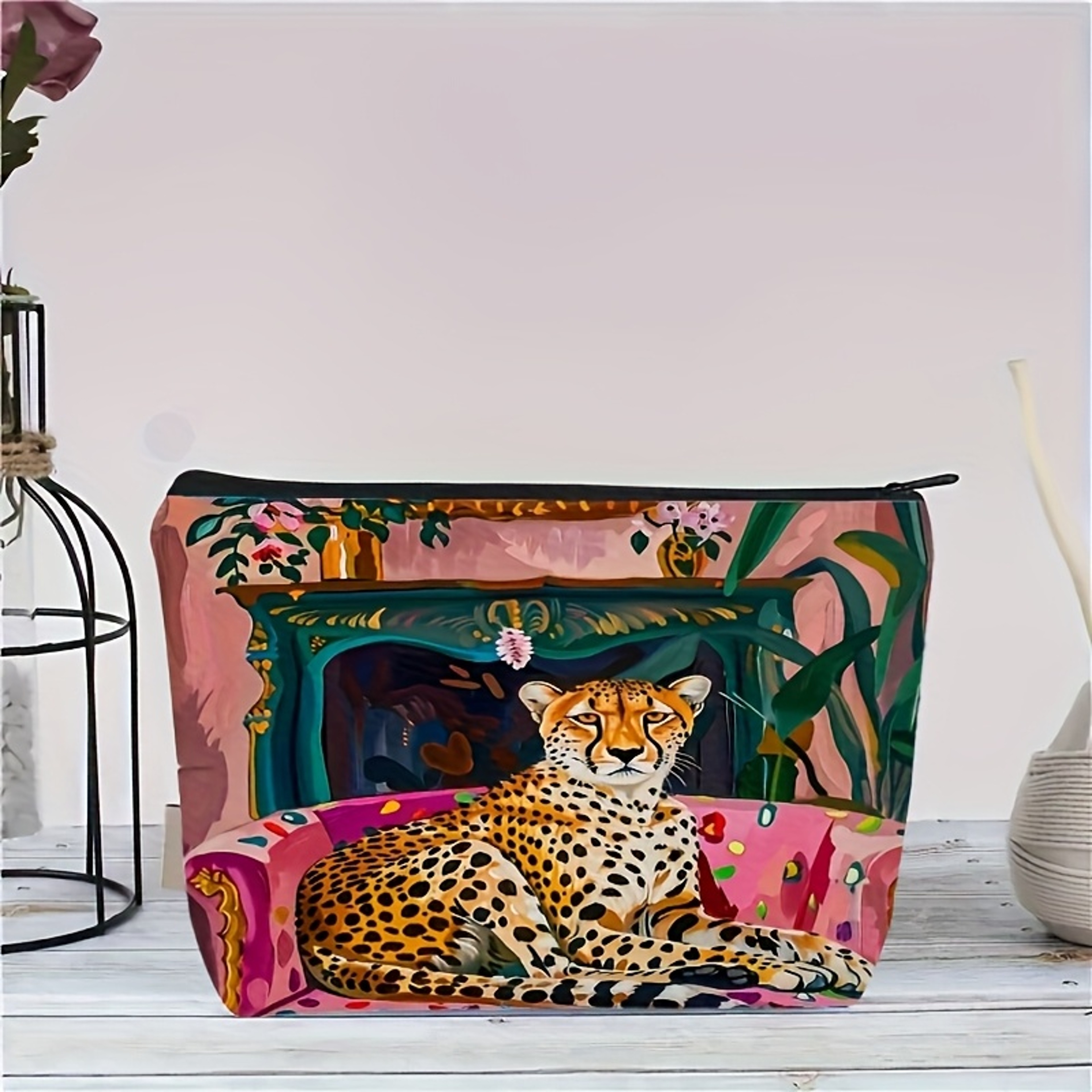 Leopard Print Makeup Bag For Women Multifunctional Travel Cosmetic And Jewelry Pouch 2