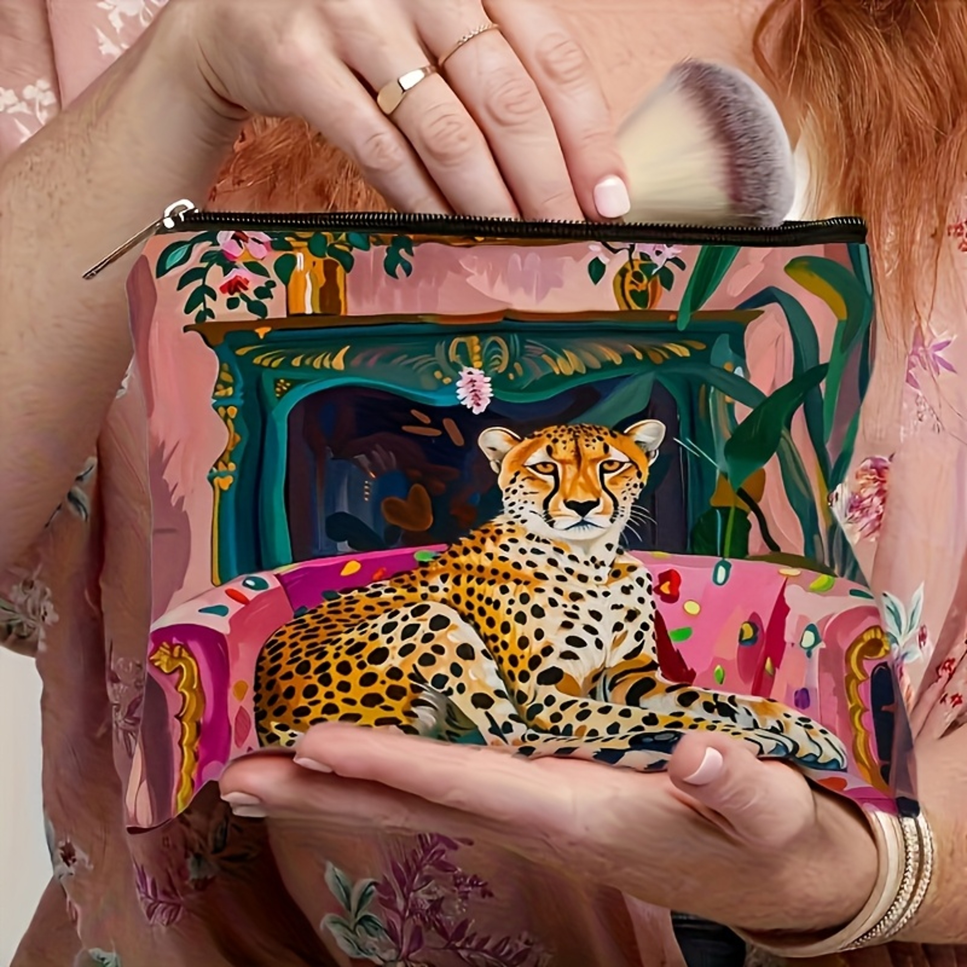 Leopard Print Makeup Bag For Women Multifunctional Travel Cosmetic And Jewelry Pouch 4