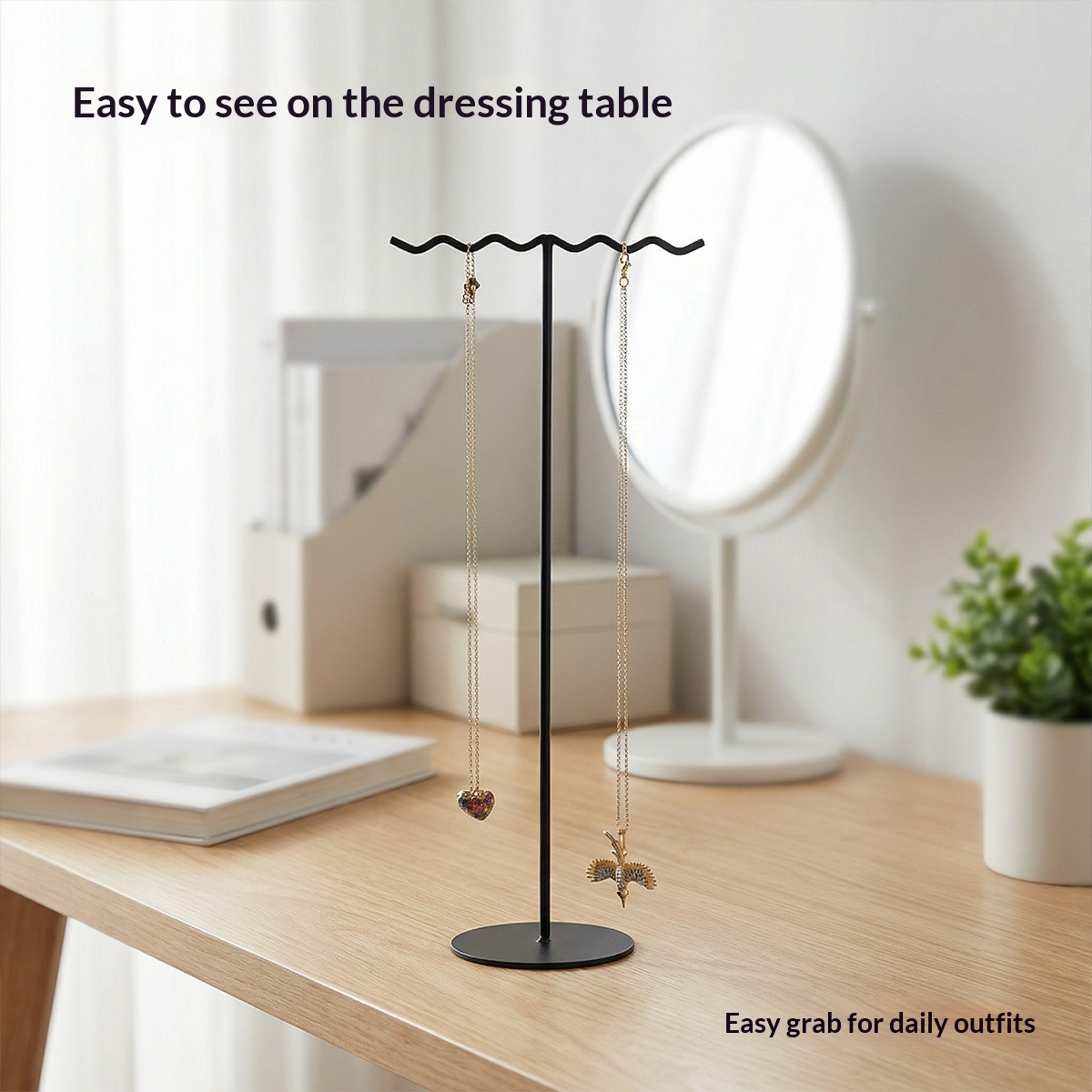 T Shape Jewelry Organizer Stand Metal Earring Necklace Ring Display Holder 1