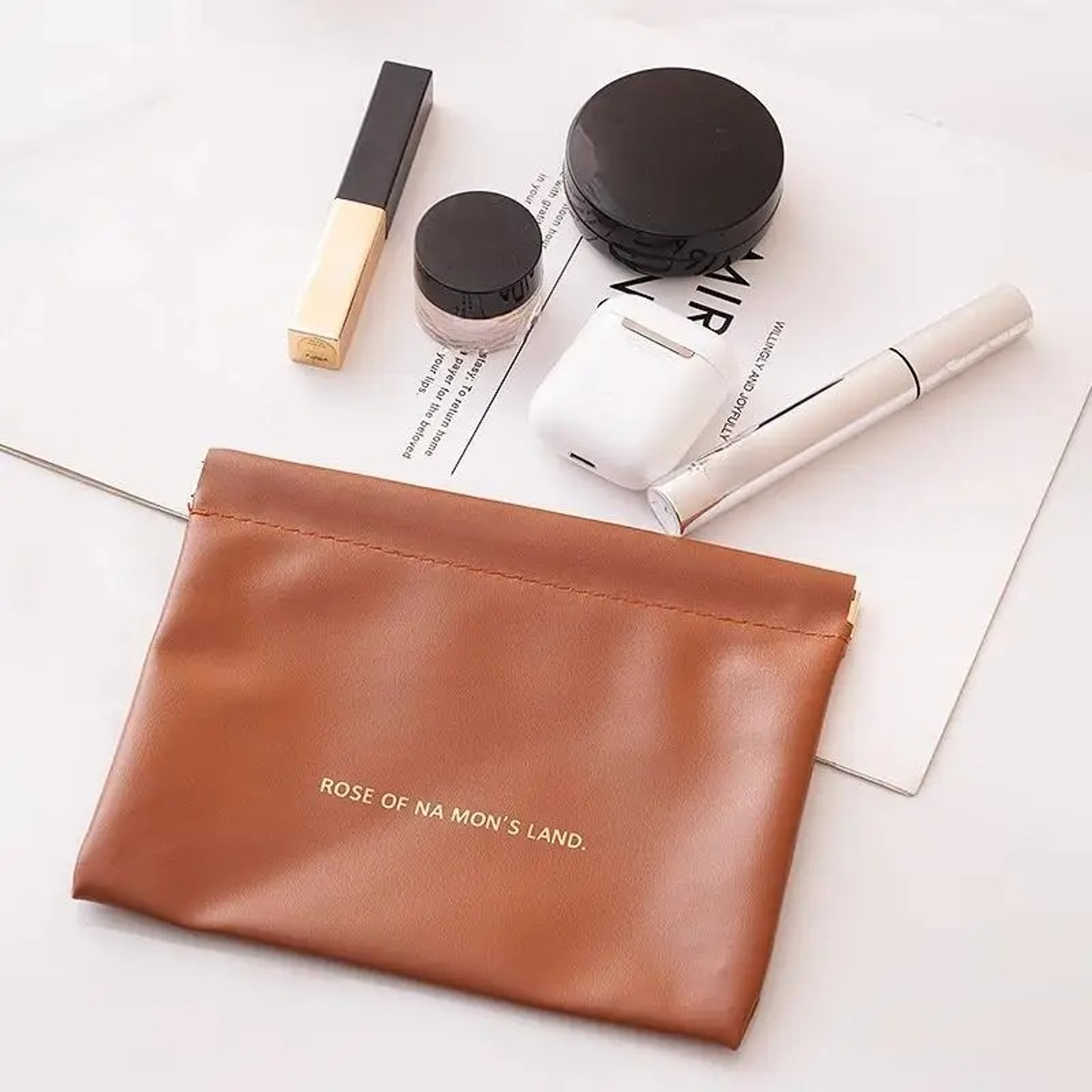 Portable PU Leather Makeup Bag For Women Mini Lipstick Jewelry Travel Organizer 3