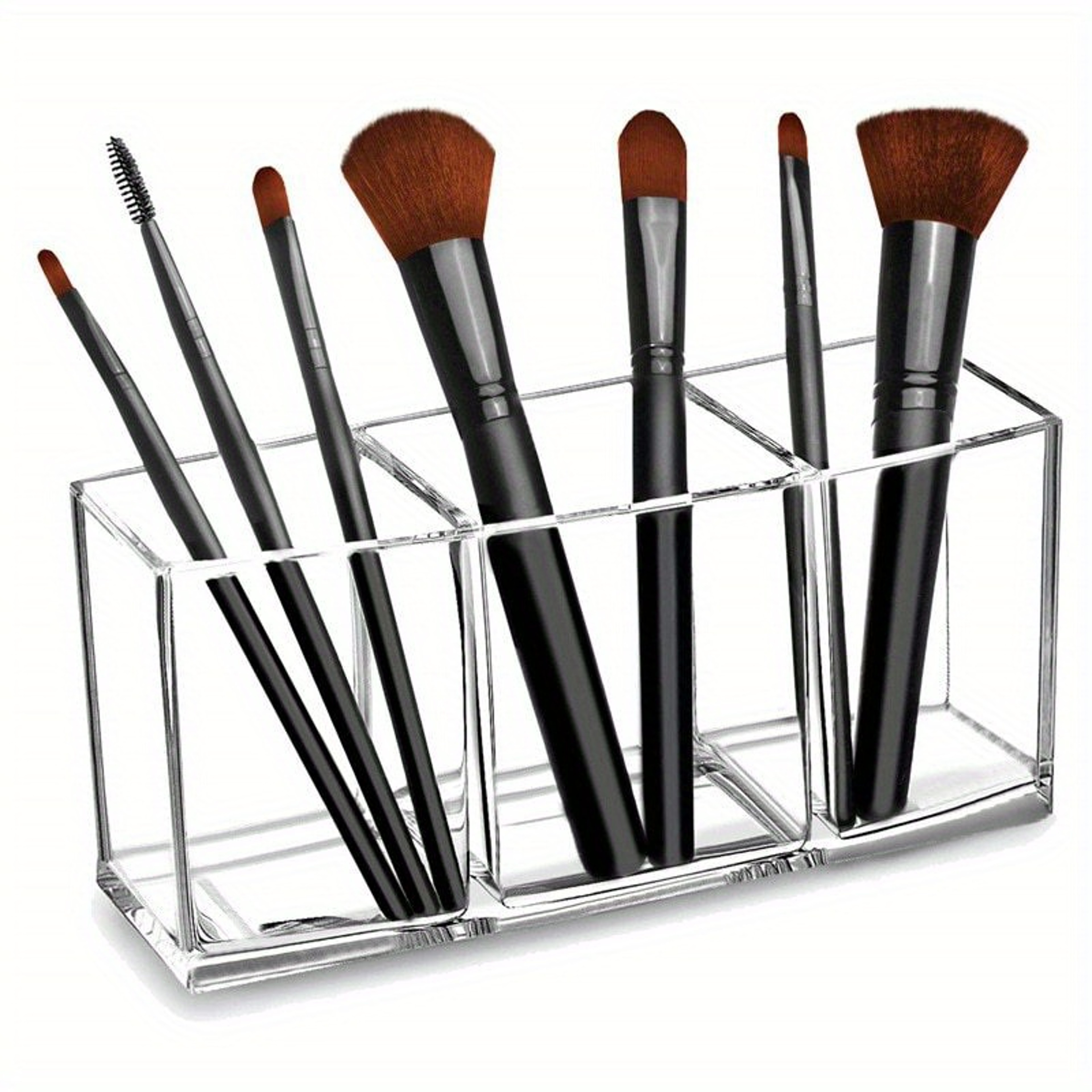 Grid Makeup Organizer Box with Lipstick Holder for Vanity Storage – view 1