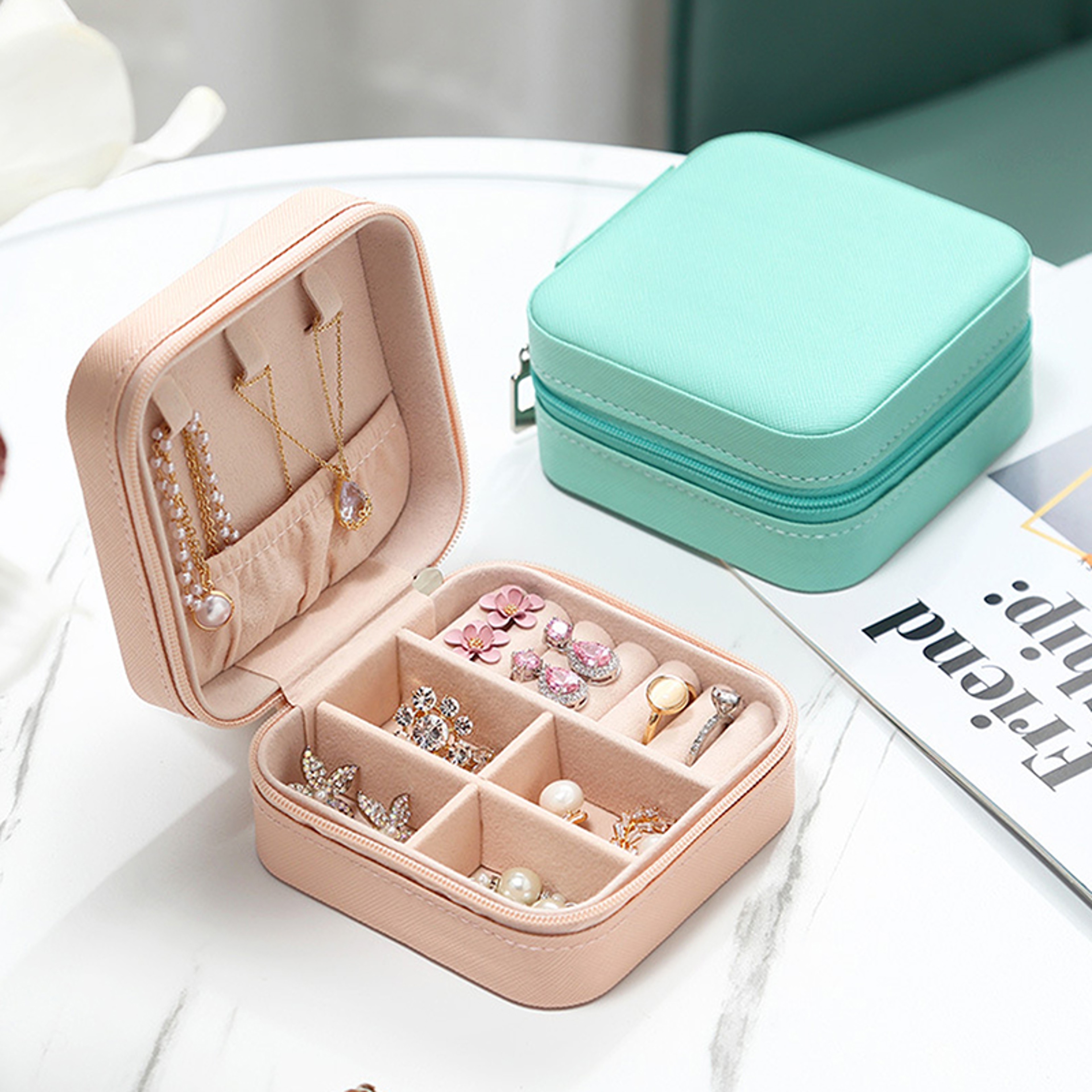 Compact Travel Jewelry Case With Earring And Ring Organizer 2