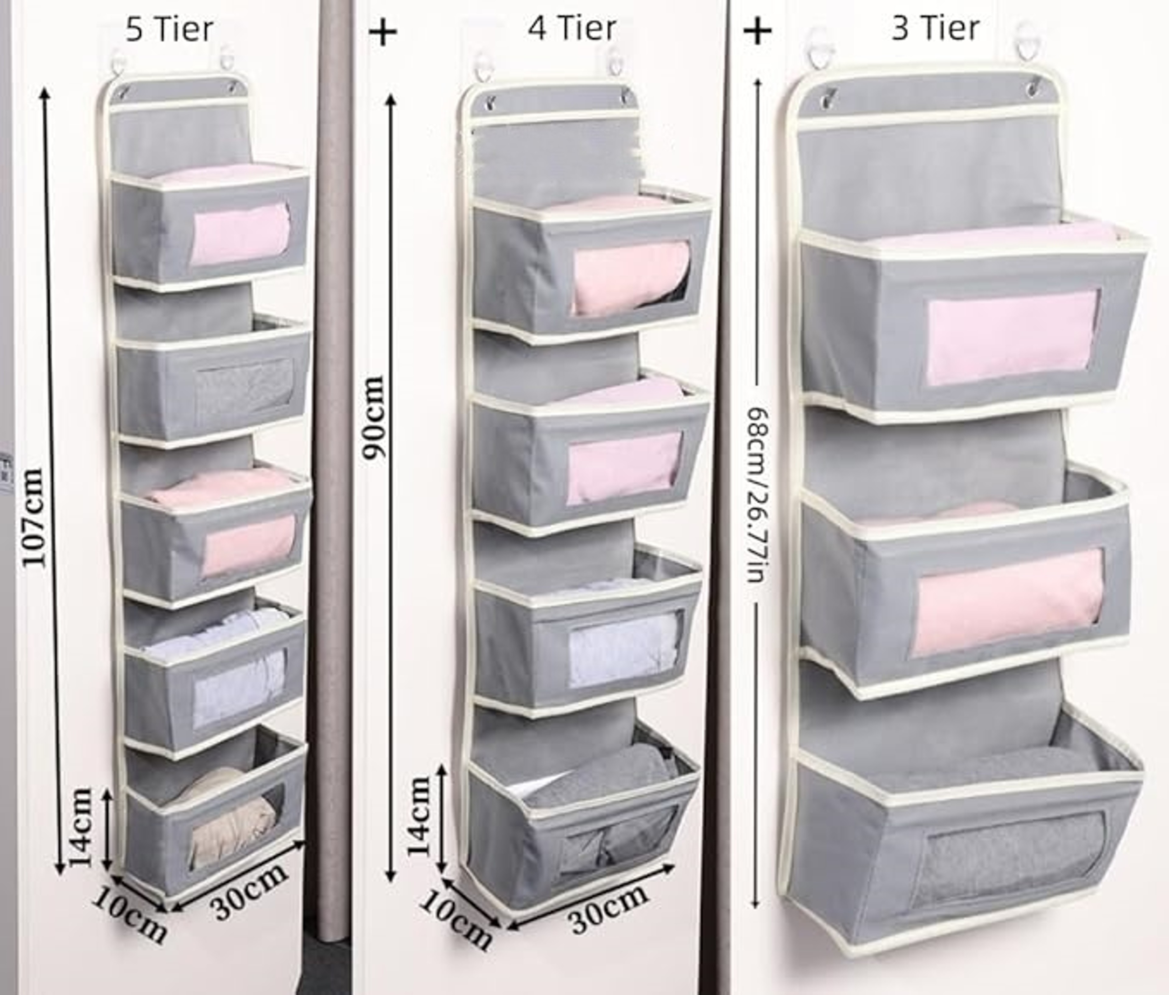 SpaceMax Over The Door Organizer With Clear Window Foldable Hanging Storage Pockets 5