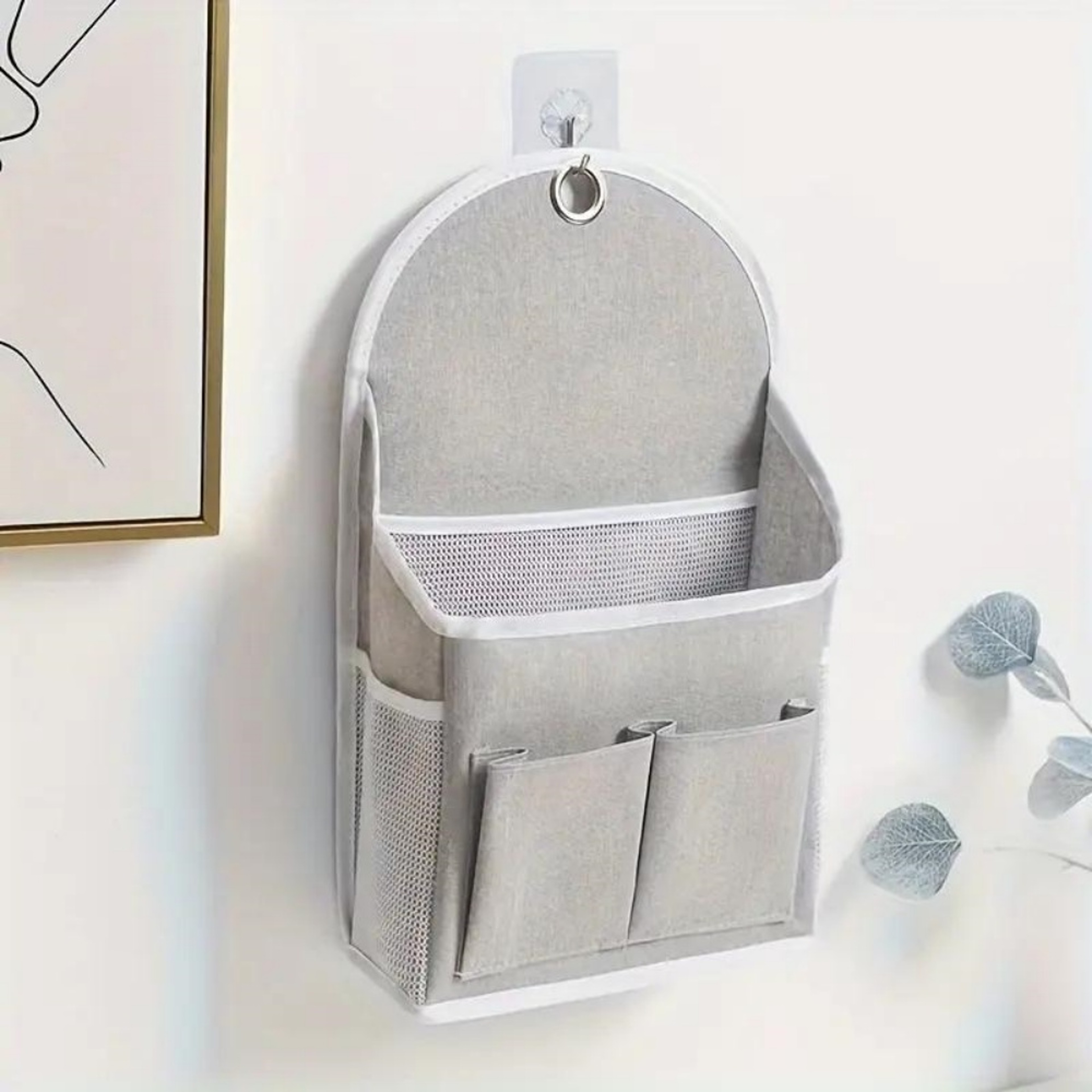 Space Saving Wall Mounted Storage Bag With Side Pockets Hanging Organizer For Home And Dorm 2