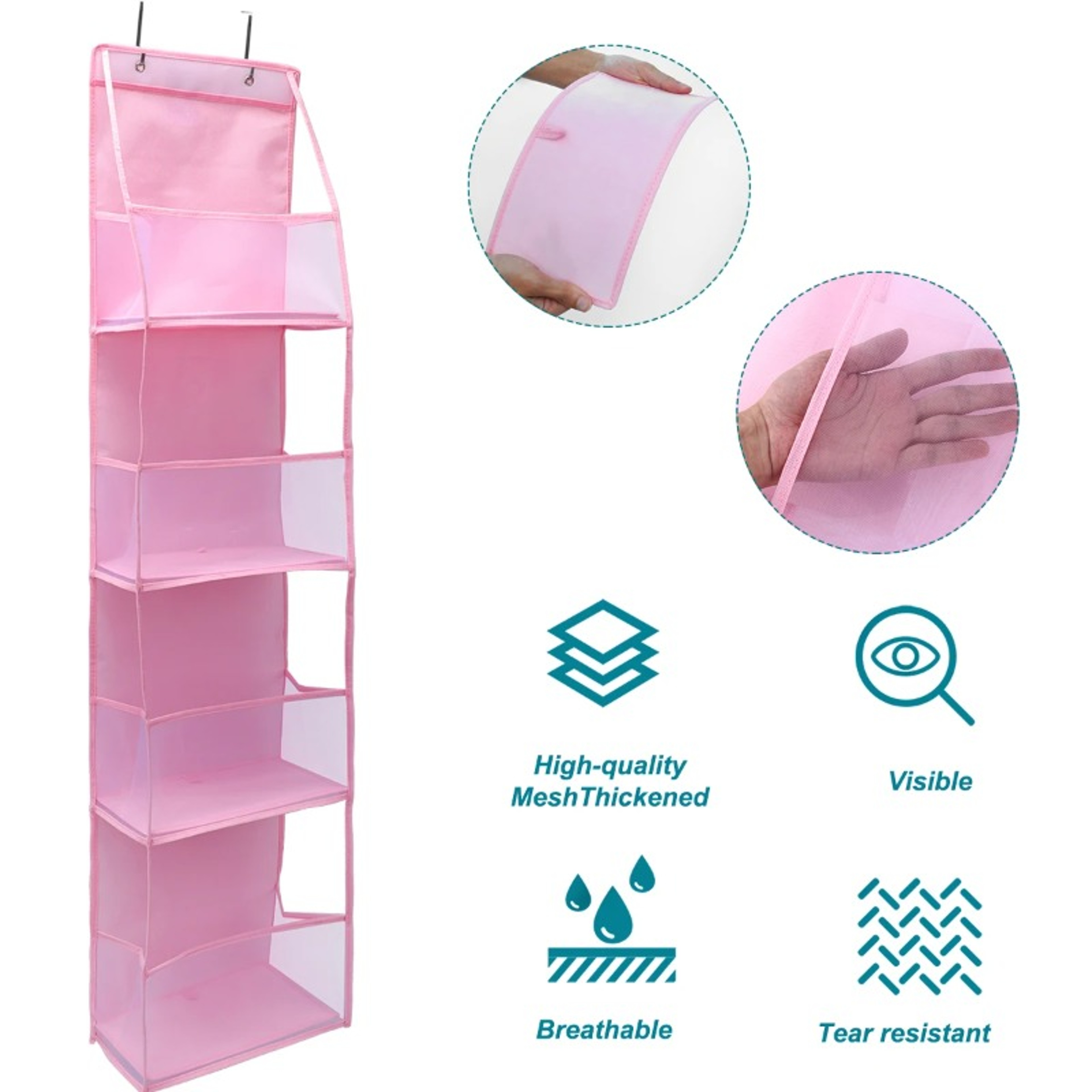 Over The Door Hanging Storage Organizer Tier Foldable Closet Space Saver 2