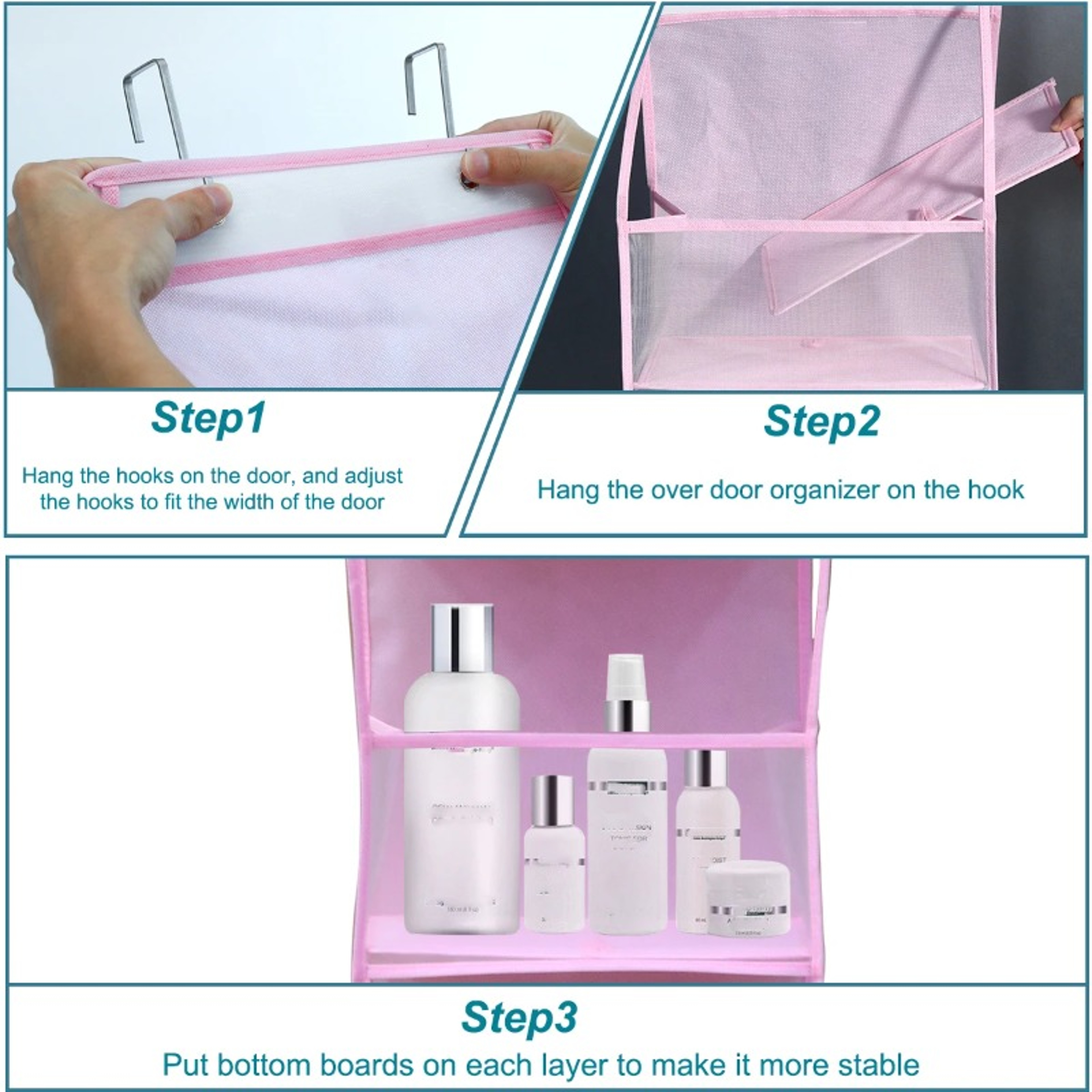 Over The Door Hanging Storage Organizer Tier Foldable Closet Space Saver 3