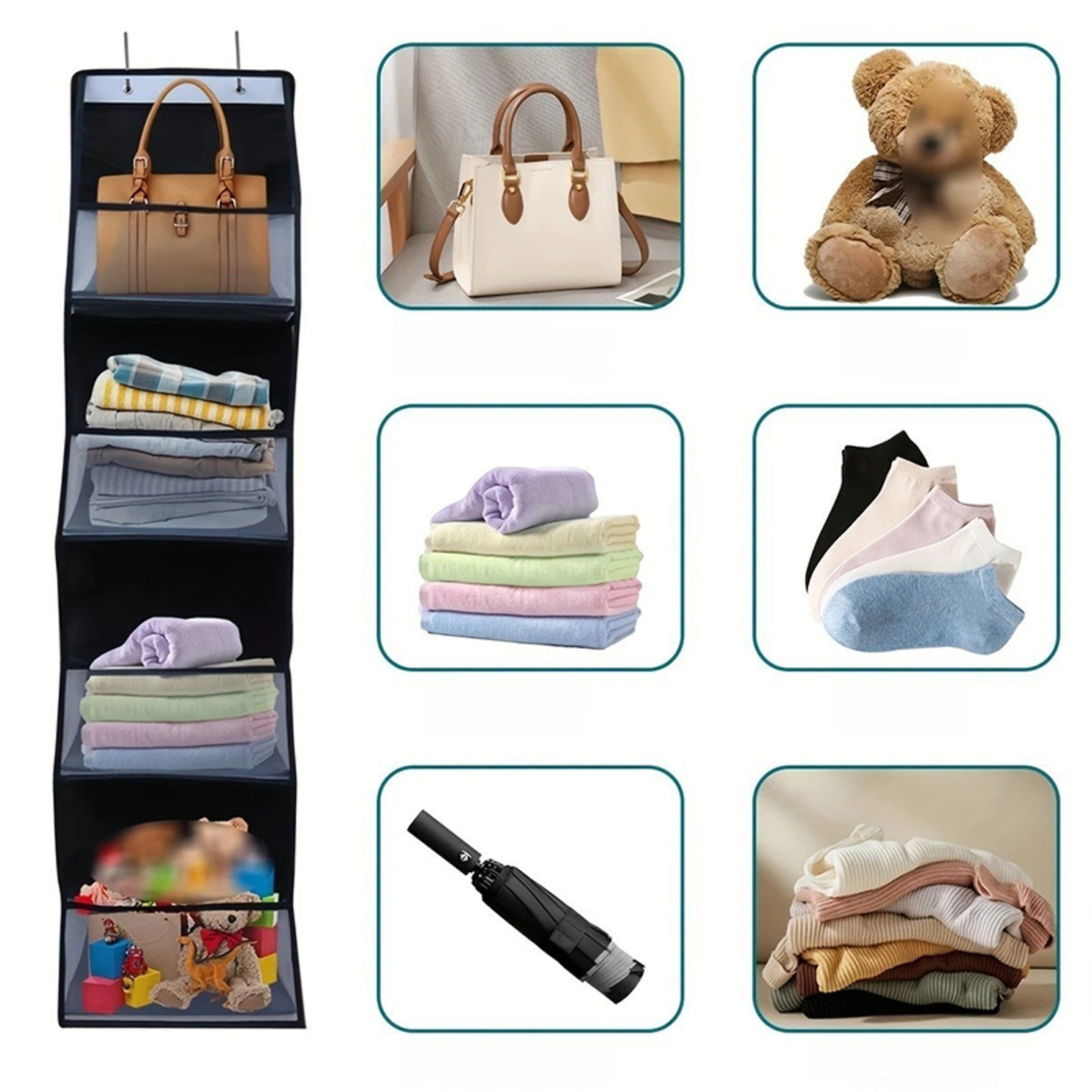 Layer Over The Door Organizer Hanging Storage Bag For Clothes Toys And Accessories 2