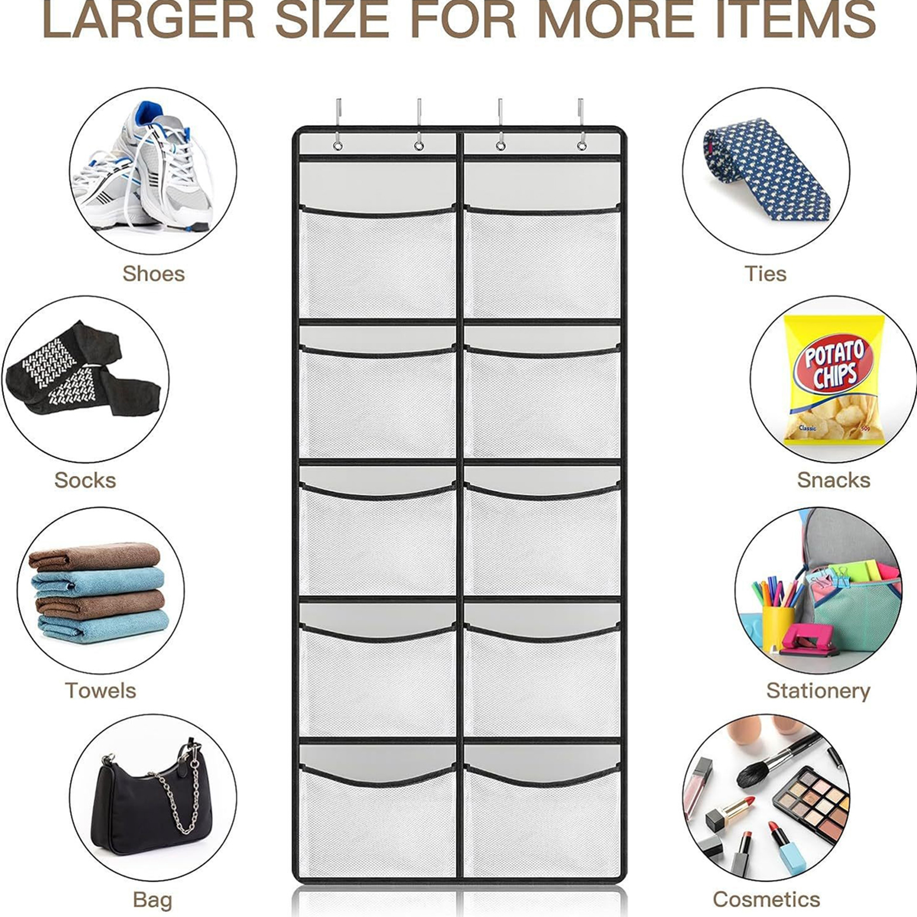 Grid Over Door Storage Organizer Bag Multi Layer Hanging Closet Organizer For Kids Toys 5