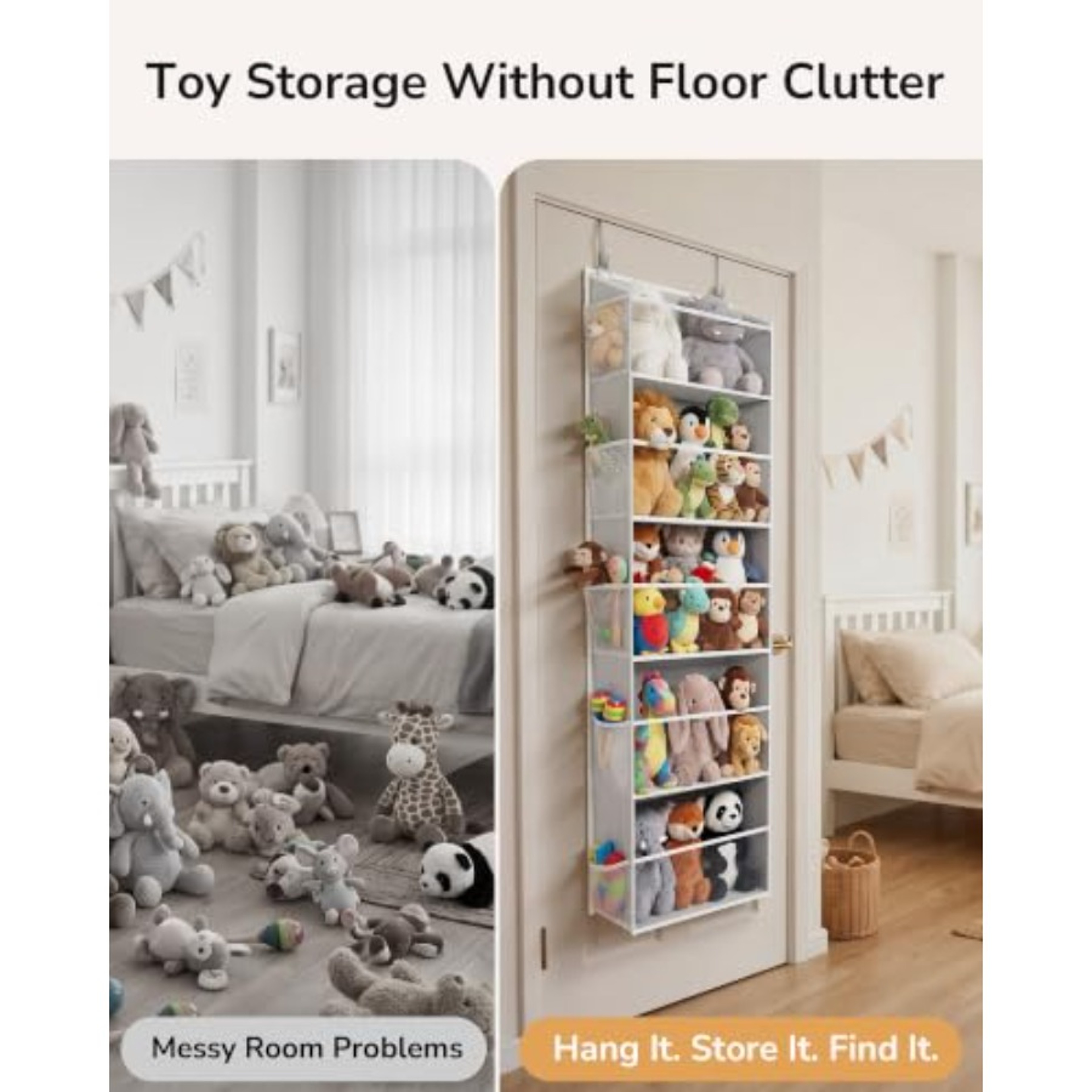 Stuffed Animal Organizer Over Door Large Plush Toy Storage Bag 1