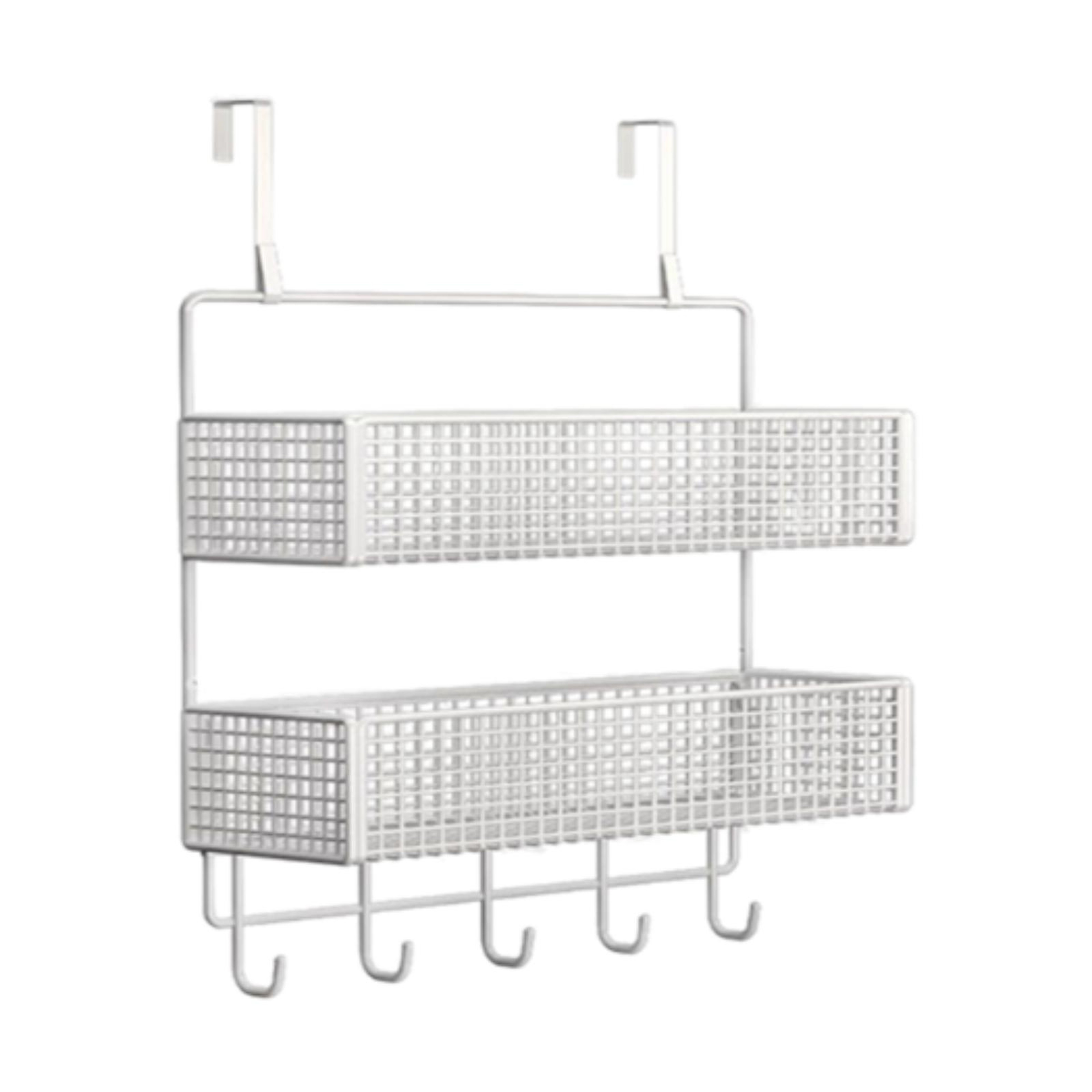 Over Door Storage Coat Hooks With Baskets Space Saving Organizer For Kitchen Bathroom 7