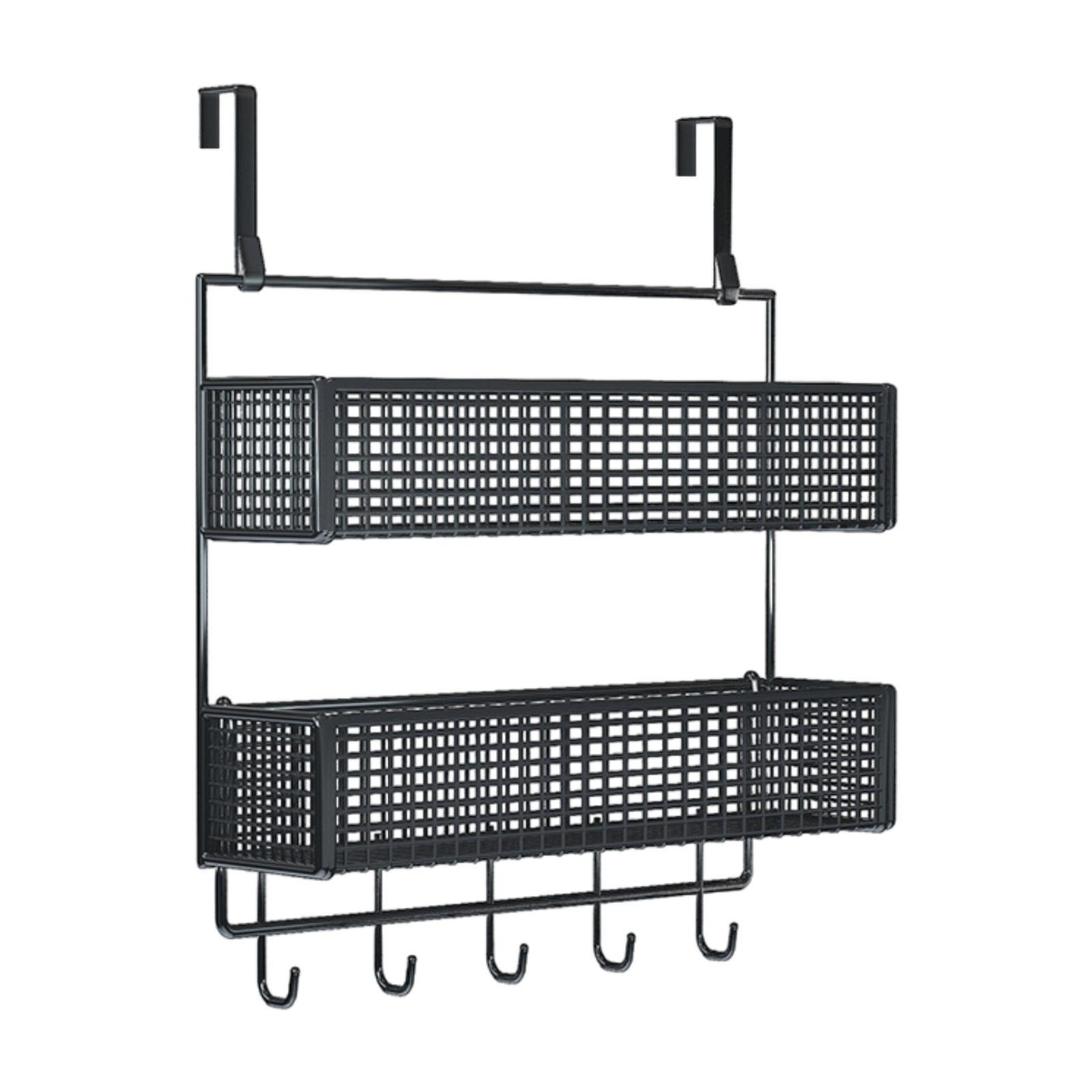 Over Door Storage Coat Hooks With Baskets Space Saving Organizer For Kitchen Bathroom 8