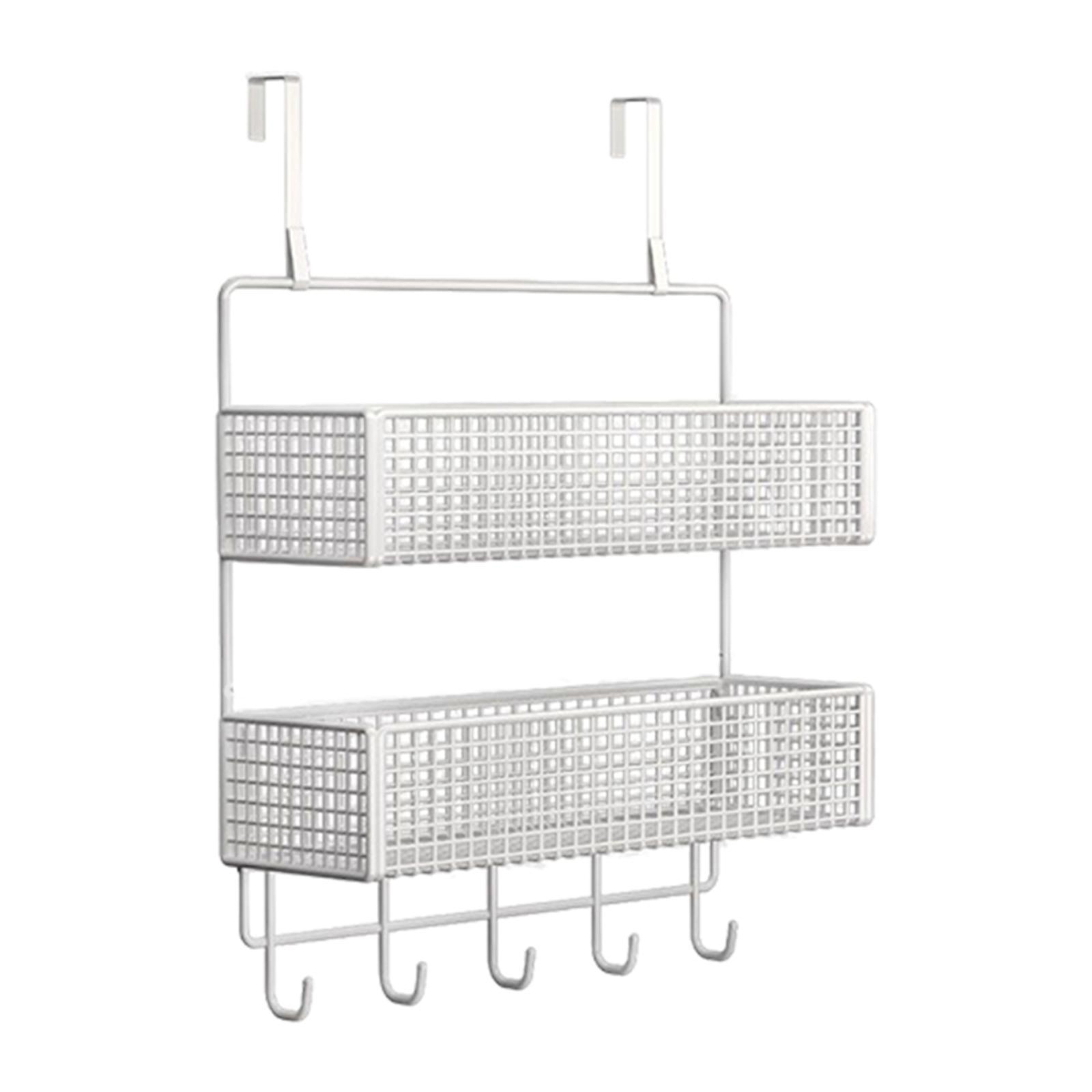 Over Door Storage Coat Hooks With Baskets Space Saving Organizer For Kitchen Bathroom 6
