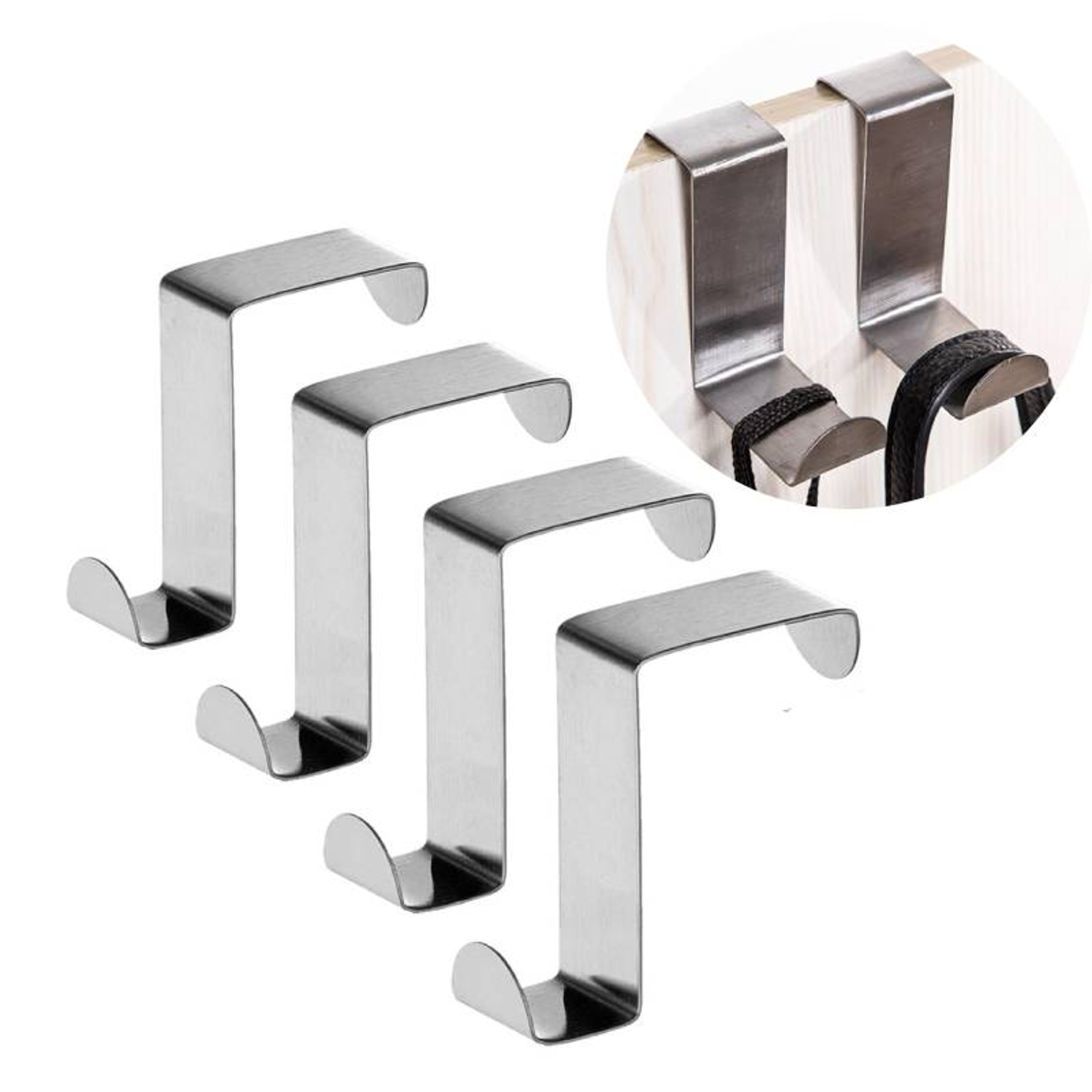 Stainless Steel Over Door Towel Hook Rack Pack For Kitchen Cabinet Storage 0