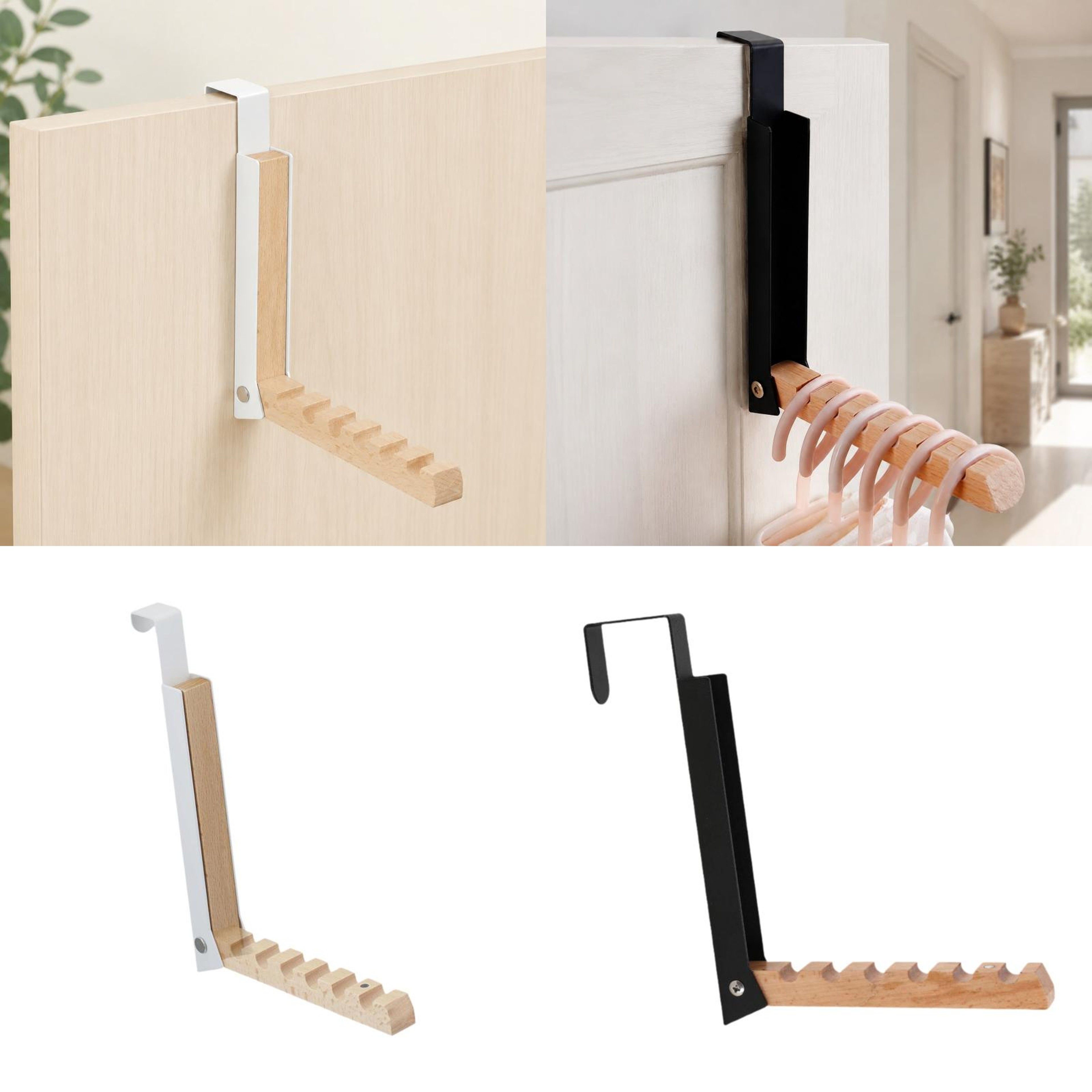 Space Saving Over Door Hooks Foldable Rack Organizer For Coats Bags And Towels 5