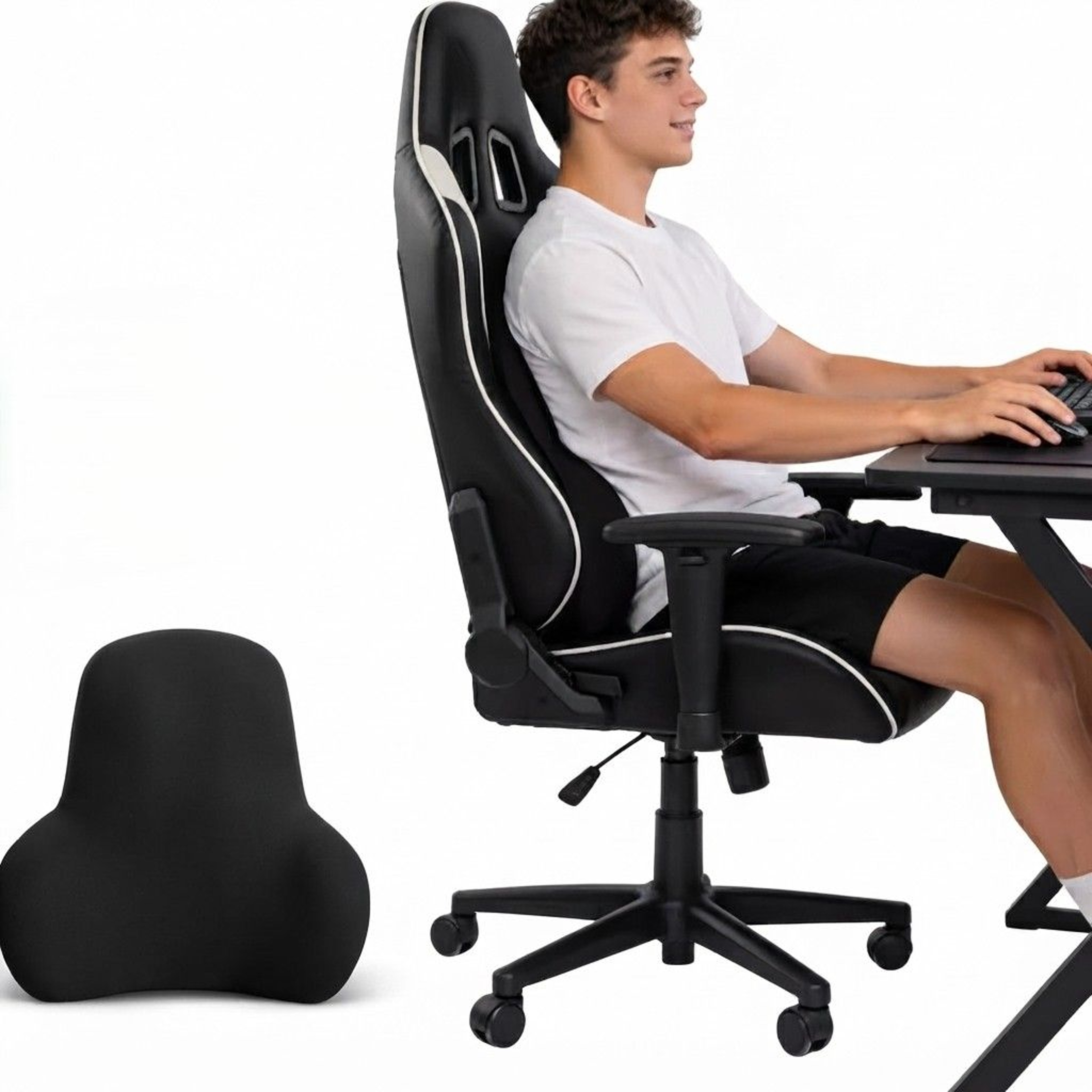 Memory Foam Lumbar Support Pillow Back Support Cushion For Car Office Gaming Chair 0
