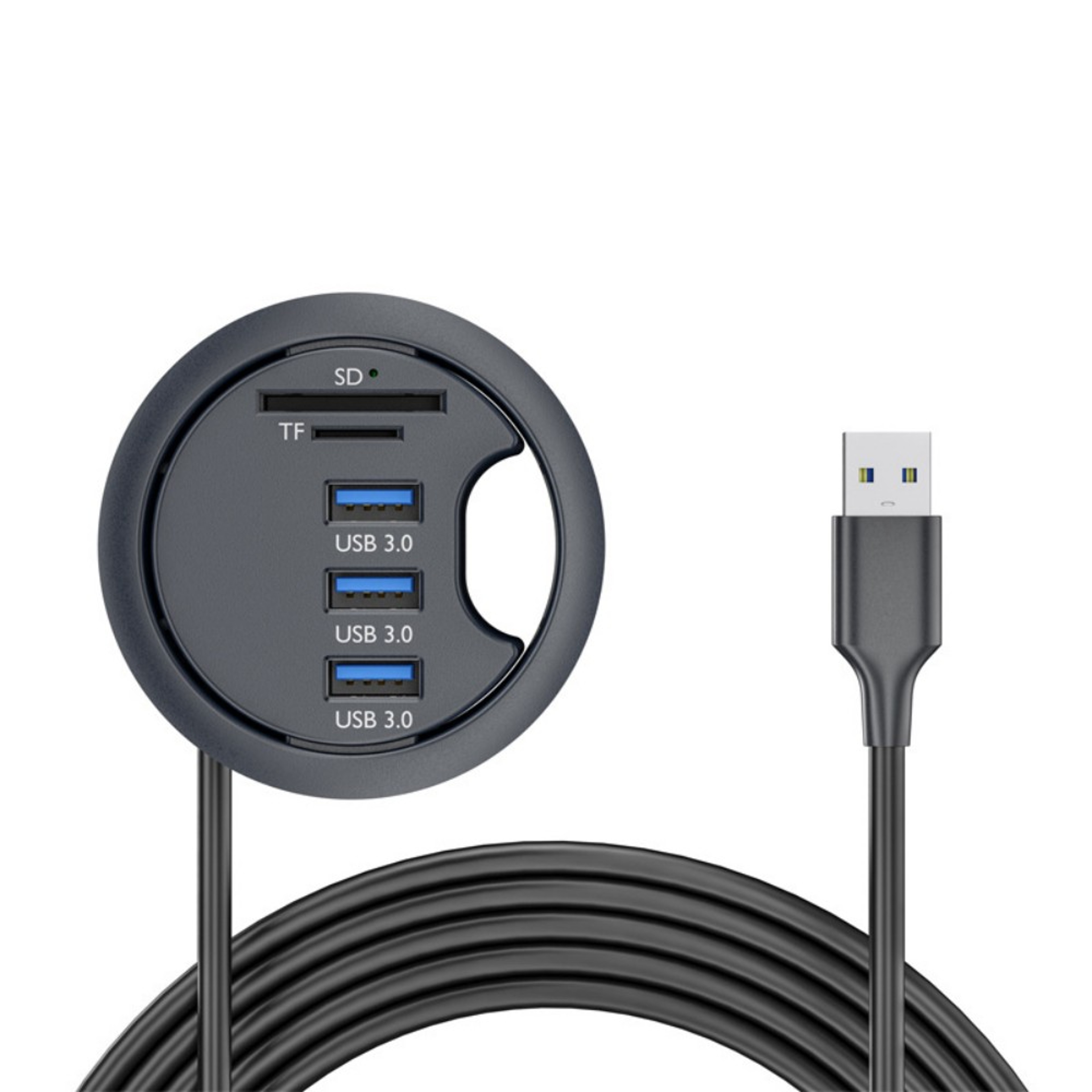 FCEC In Desk USB Hub Docking Station With SD TF Card Reader And Desktop USB Splitter 5