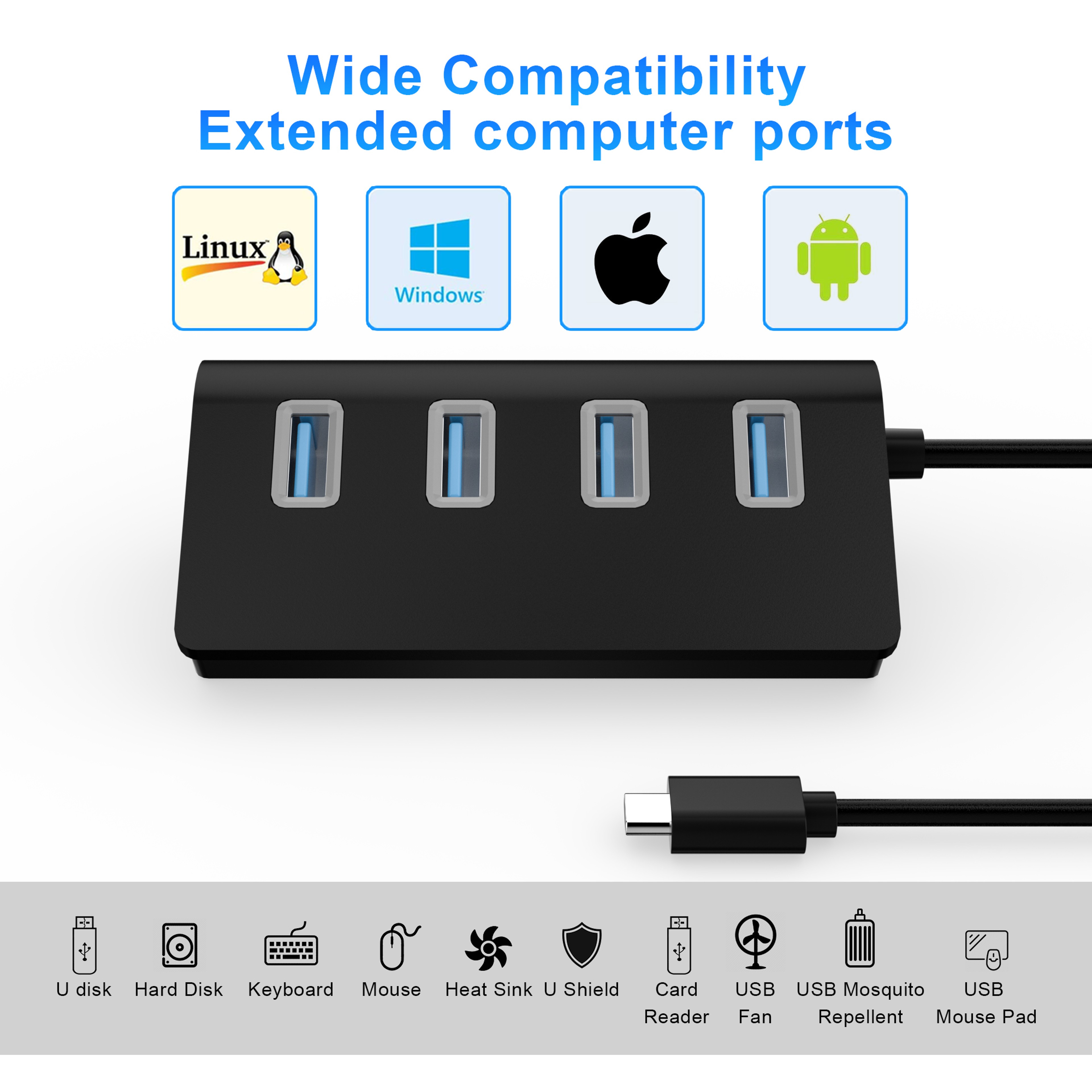 USB C Hub USB Splitter With Fast Data Transfer For MacBook Pro 2