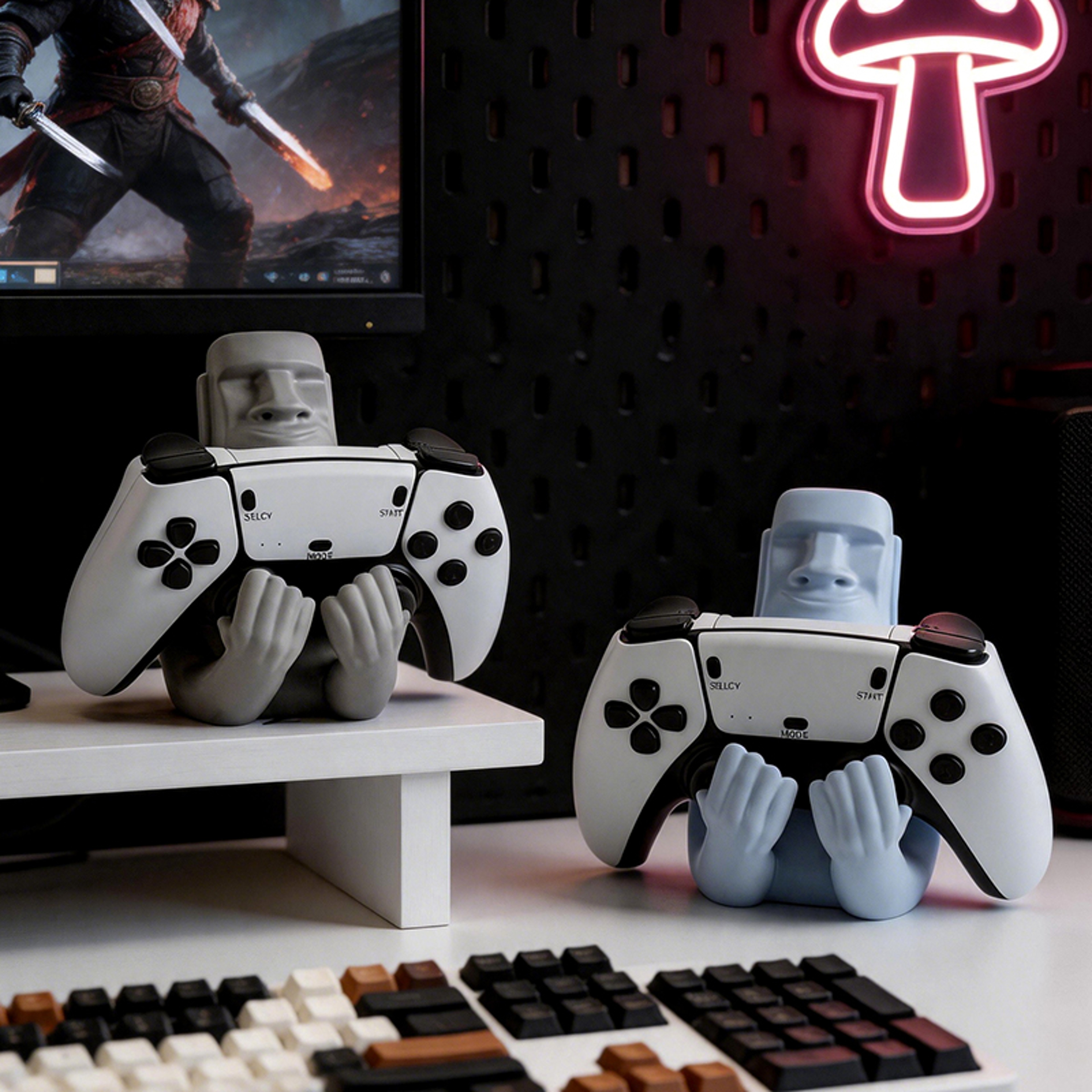 Moai Stone Resin Gaming Controller Holder For Xbox Switch Gamer Desk Decor 5