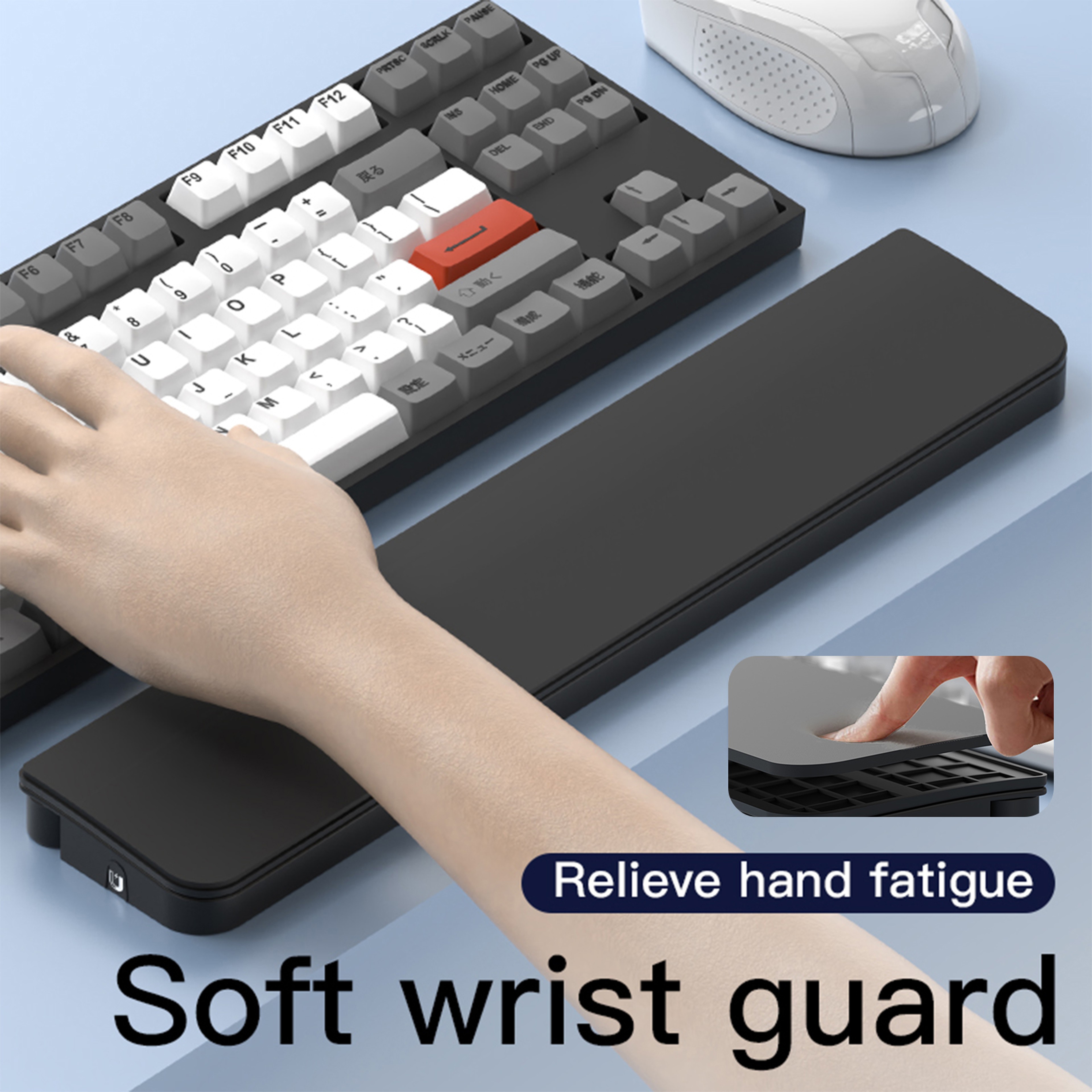 Keyboard Wrist Rest With 22 In 1 Cleaning Kit Ergonomic Leather Palm Support For Mechanical Keyboar