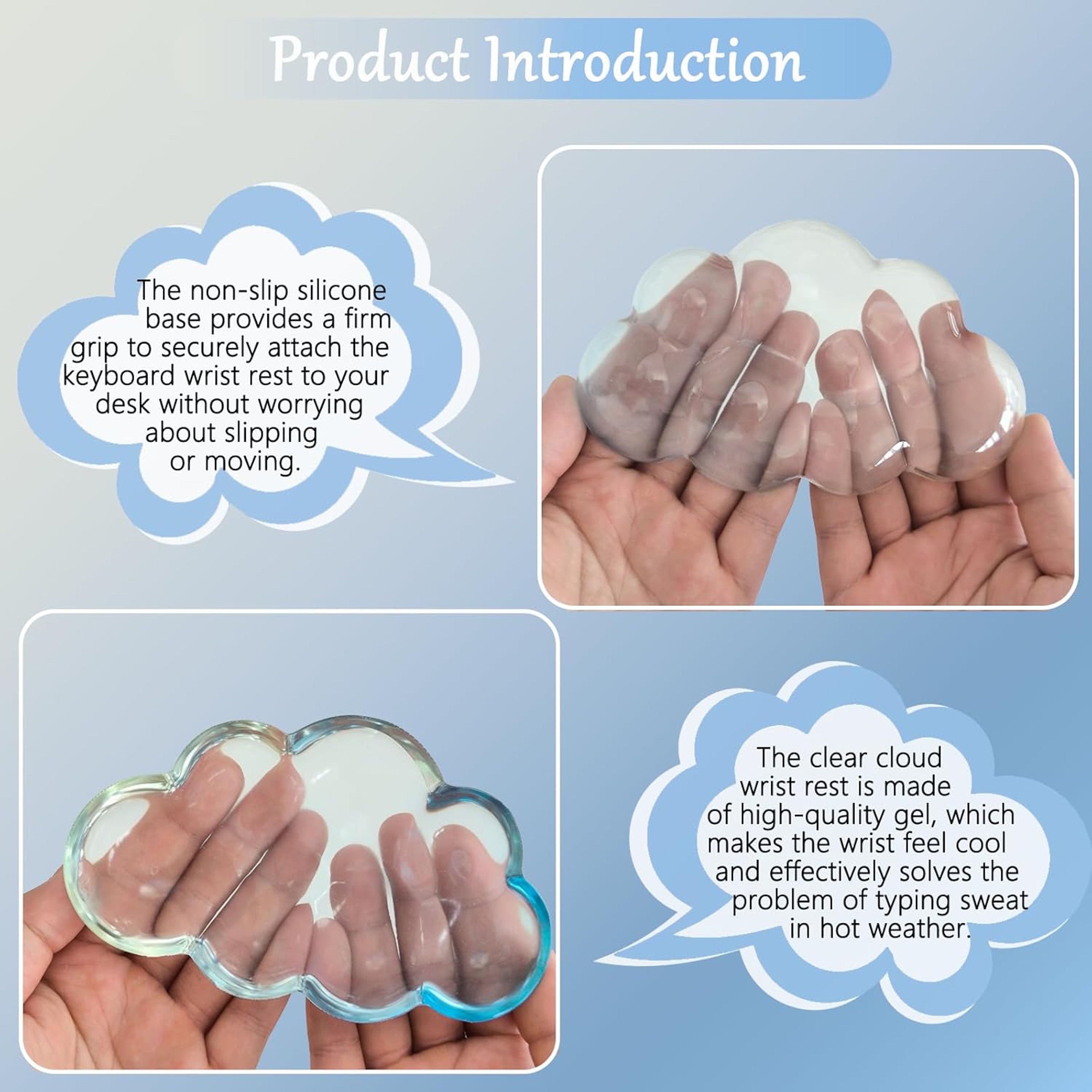Cloud Wrist Rest For Keyboard And Mouse Transparent Ergonomic Silicone Wrist Pad 1