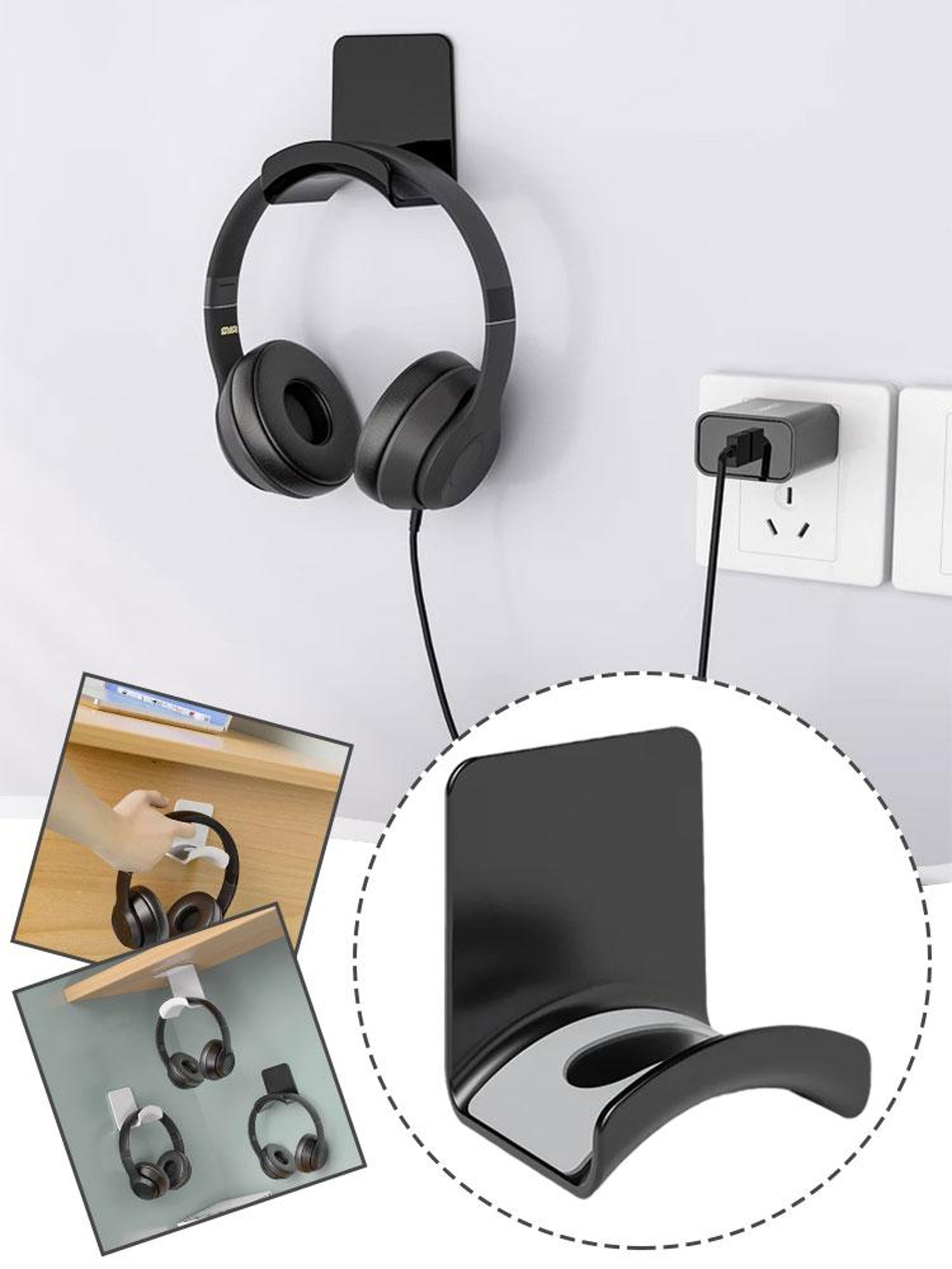Universal Wall Mount Headphone Stand Holder For Gaming Headsets And AirPods Max 1