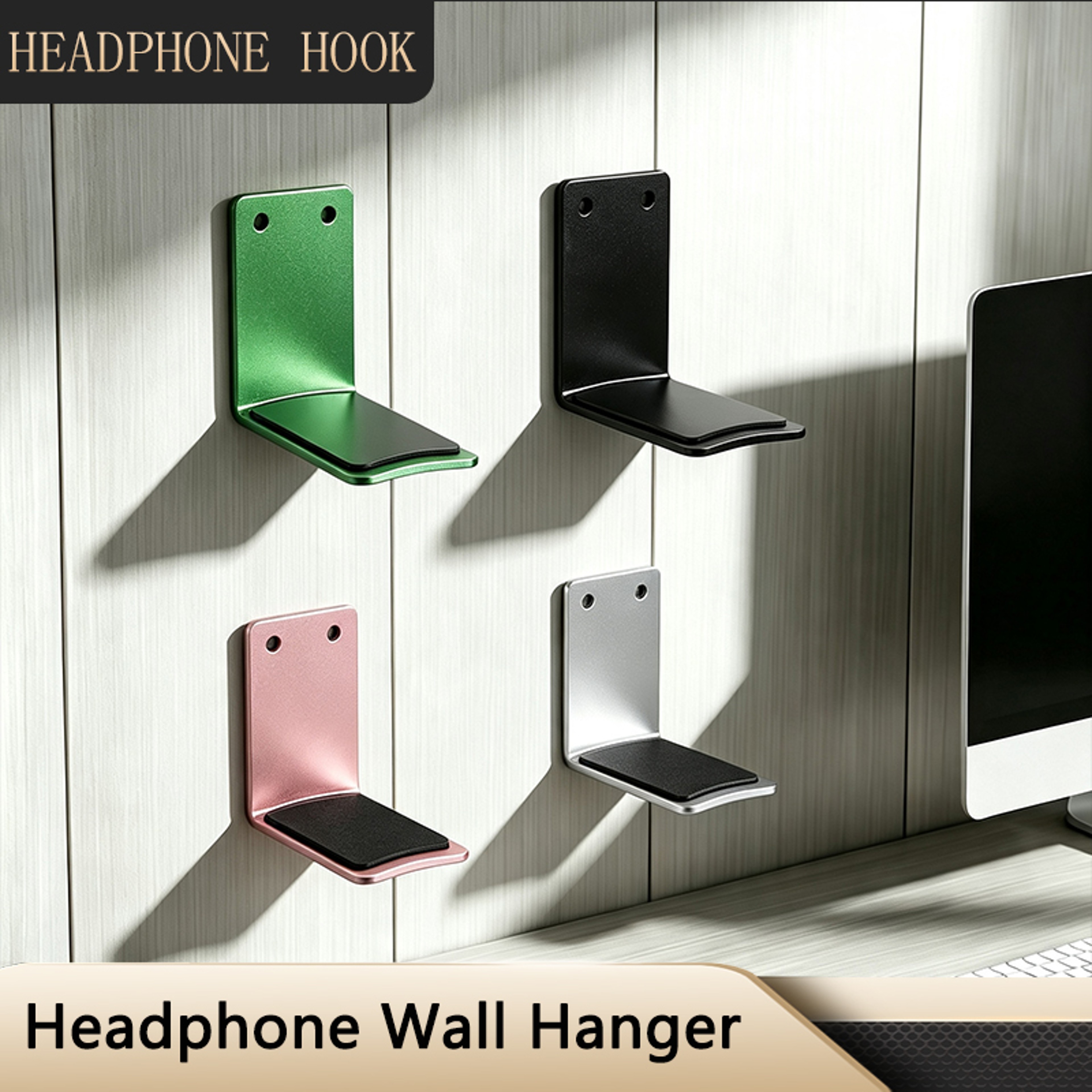 Aluminum Alloy Headphone Wall Hanger With Silicone Pad Universal Headset Holder 1