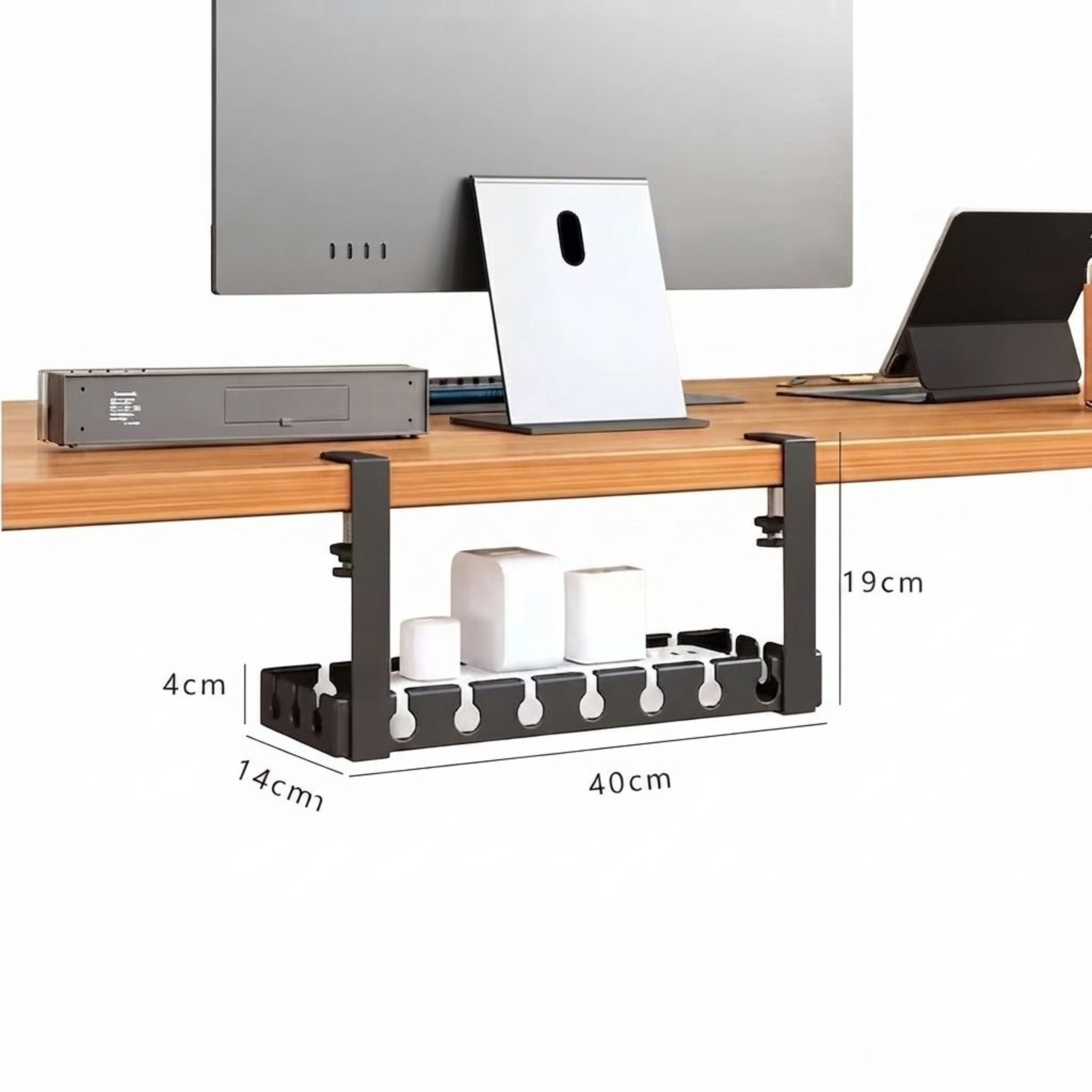 Under Desk Cable Management Tray And Storage Rack No Drill Wire Organizer 6