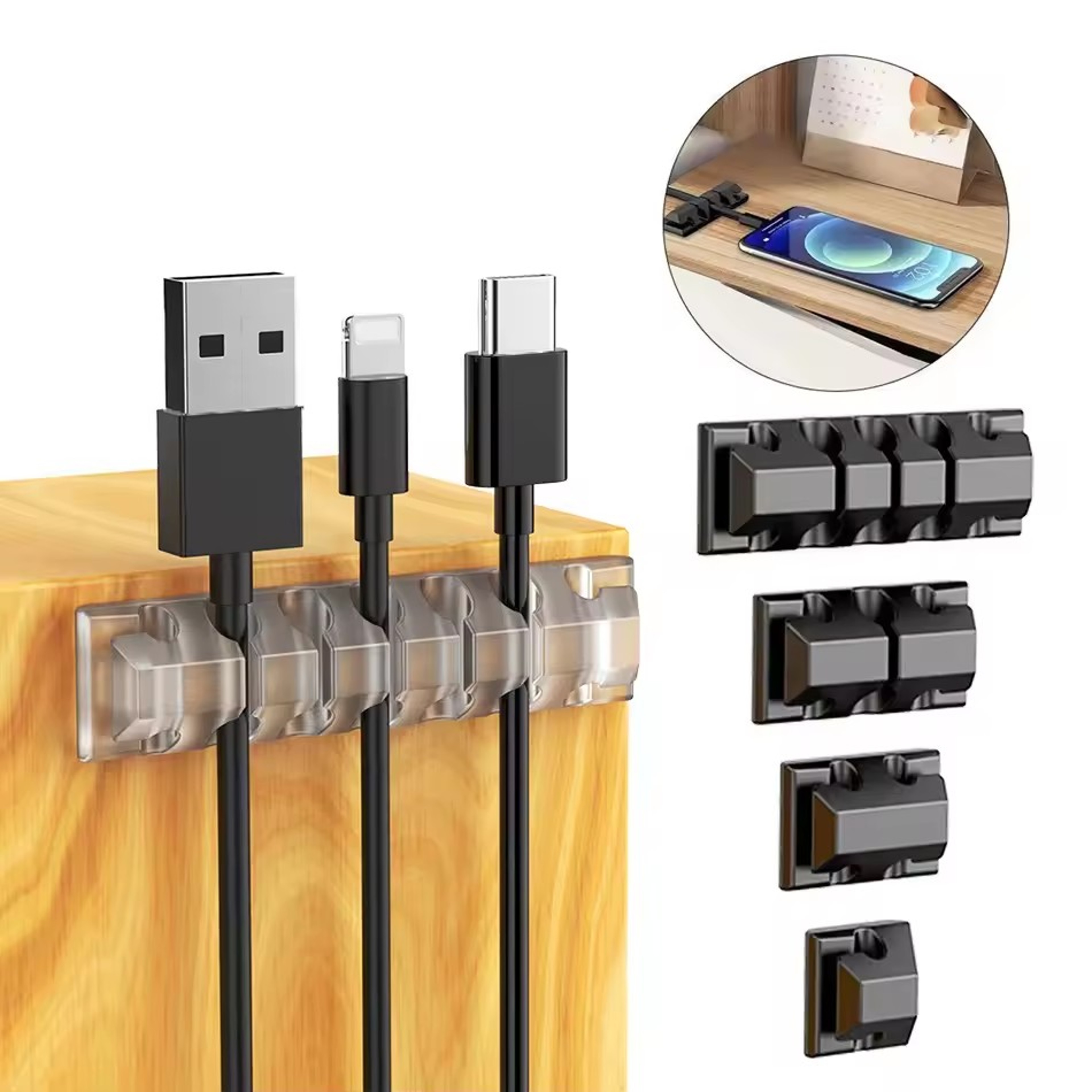 Silicone Cable Organizer USB Cable Winder And Cord Management Clips 1
