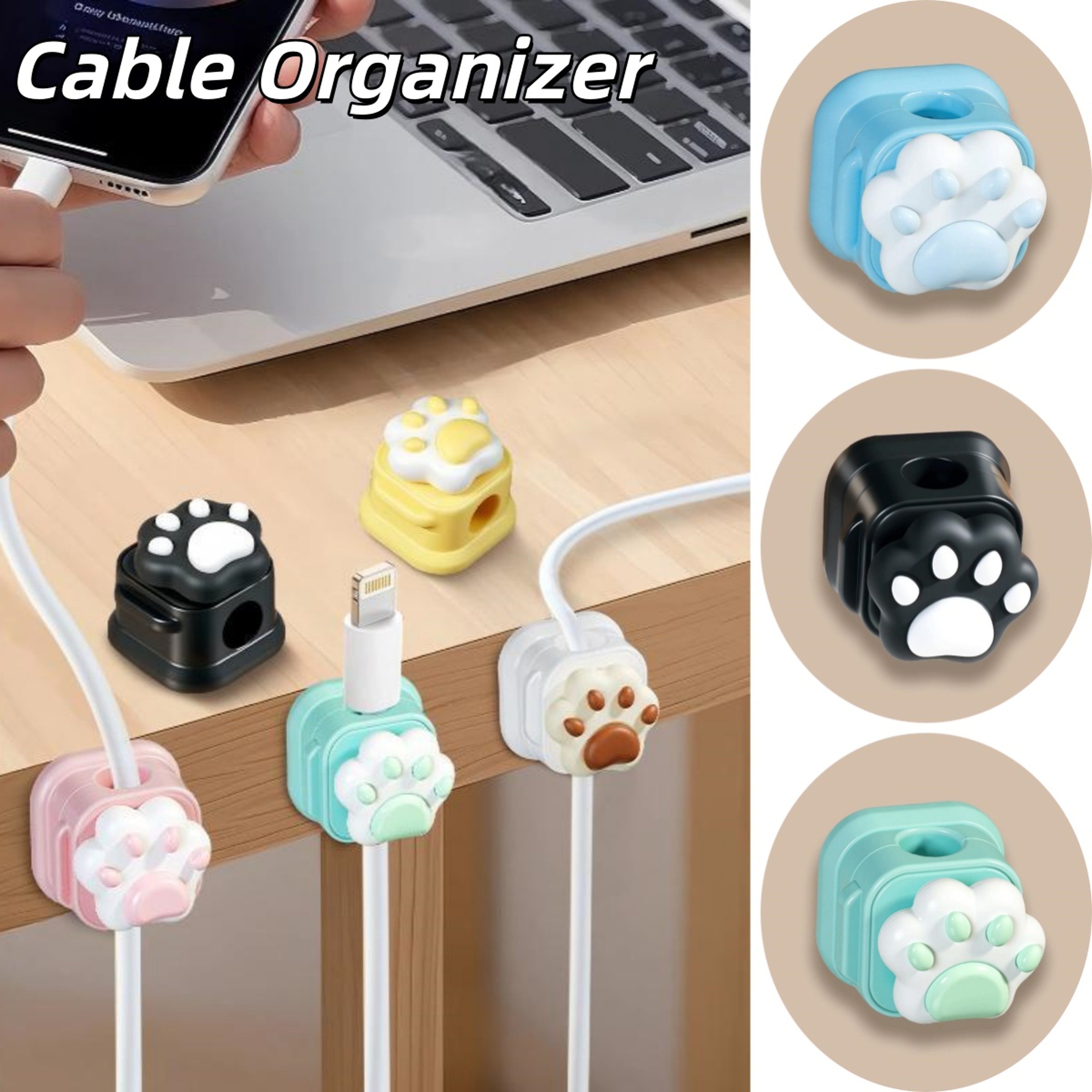 Cat Paw Cable Organizer Self Adhesive Cord Holder Wire Management Clip for Desk and Offices – view 1