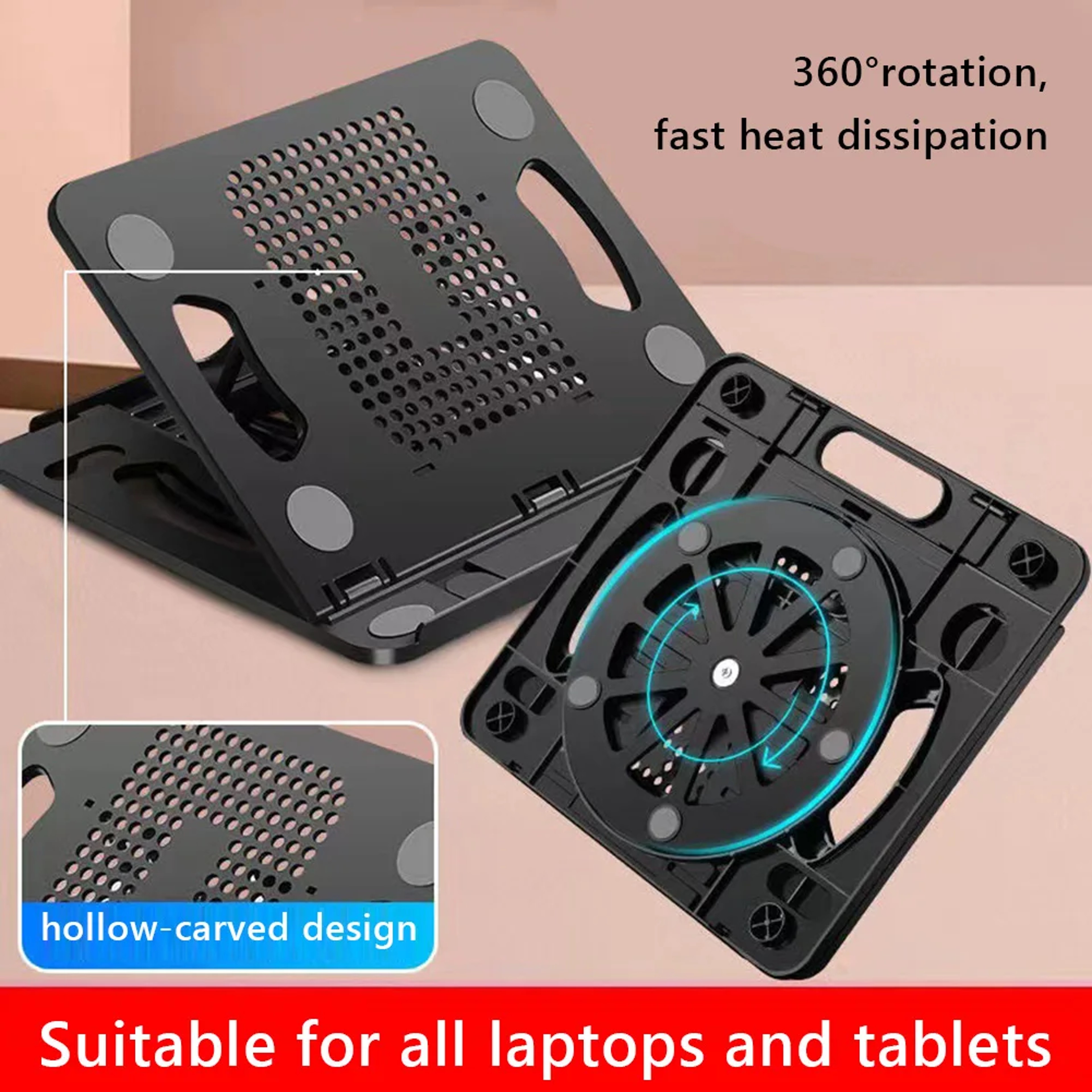 Rotary Adjustable Foldable Laptop Stand Portable Notebook Holder with Tablet Support – view 3