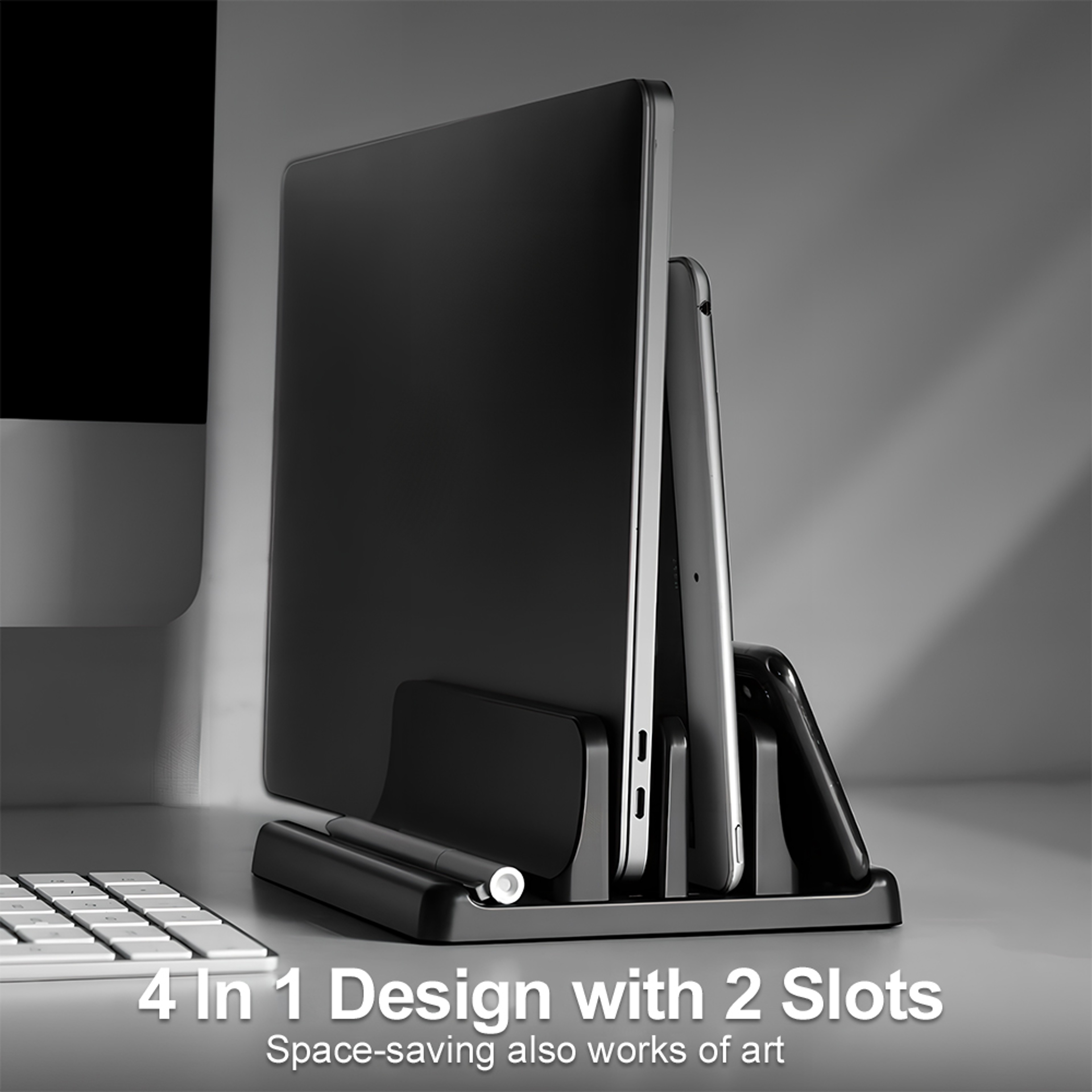 Adjustable Vertical Laptop Stand Holder Space Saving Desktop Organizer – view 5