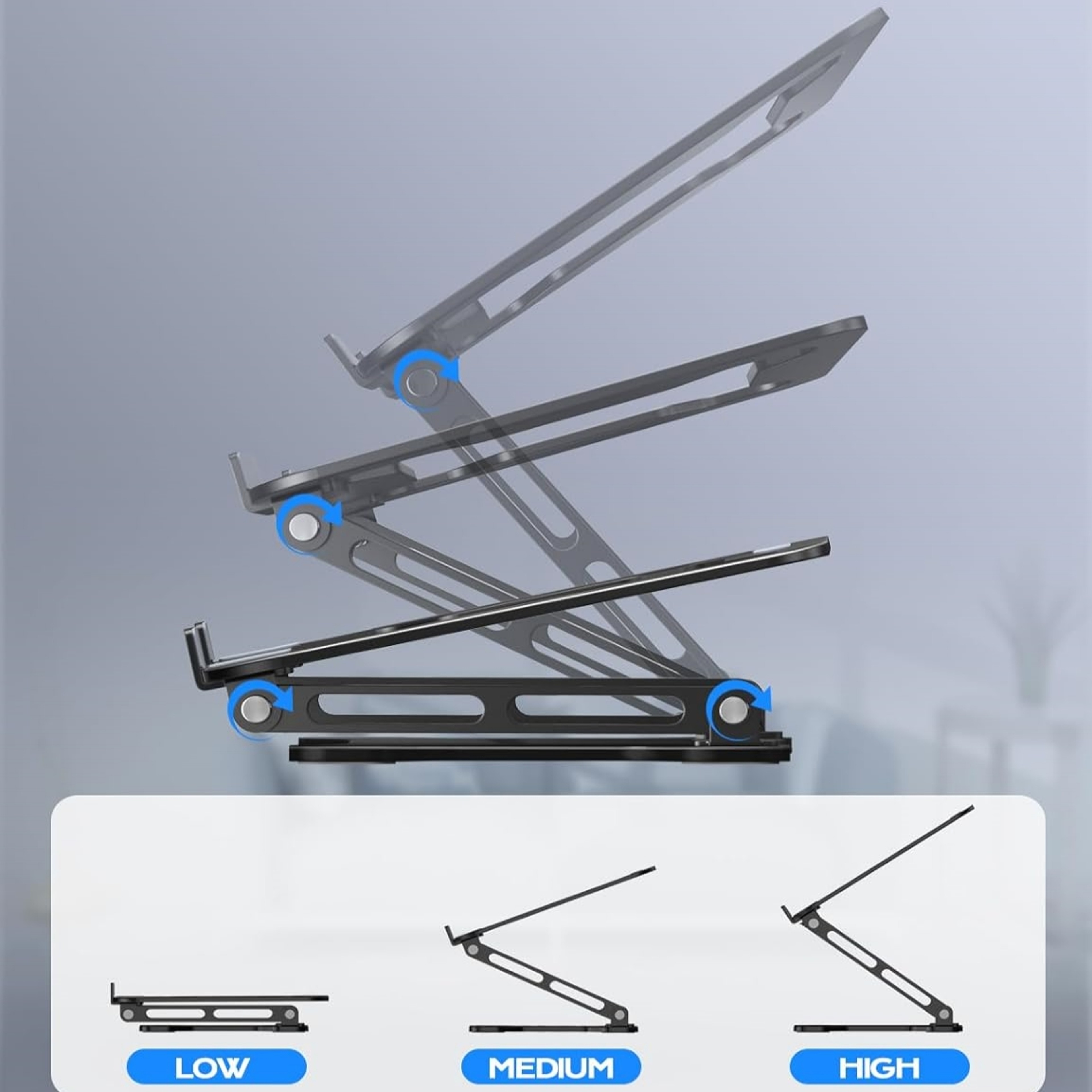 Adjustable Aluminum Laptop Tablet Stand Foldable Cooling Holder For Desk Setup 2