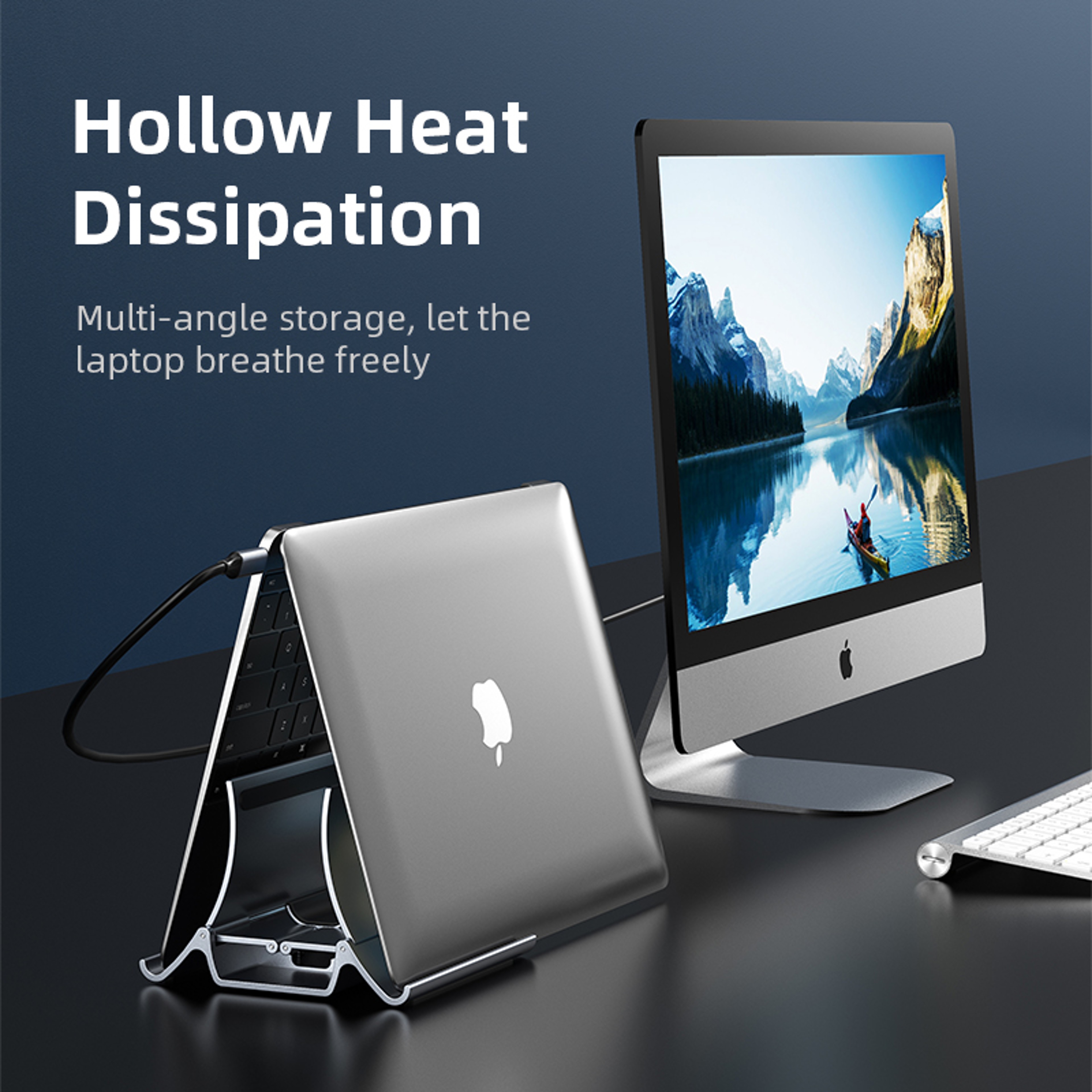 Vertical Laptop Stand Space Saving Adjustable Holder For MacBook IPad And Phone 4