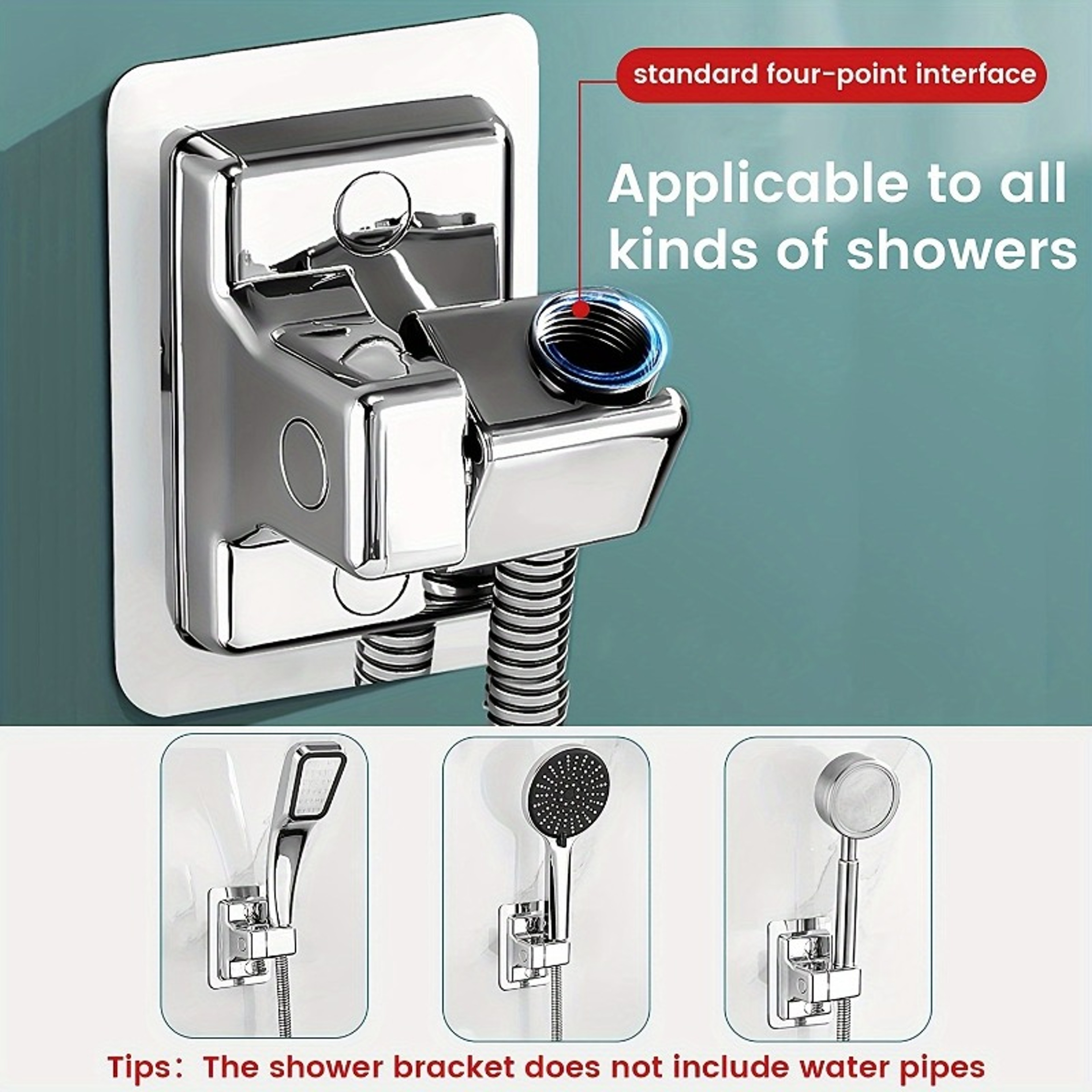 Universal Shower Head Holder Adhesive Wall Mount Bracket For Bathroom 2