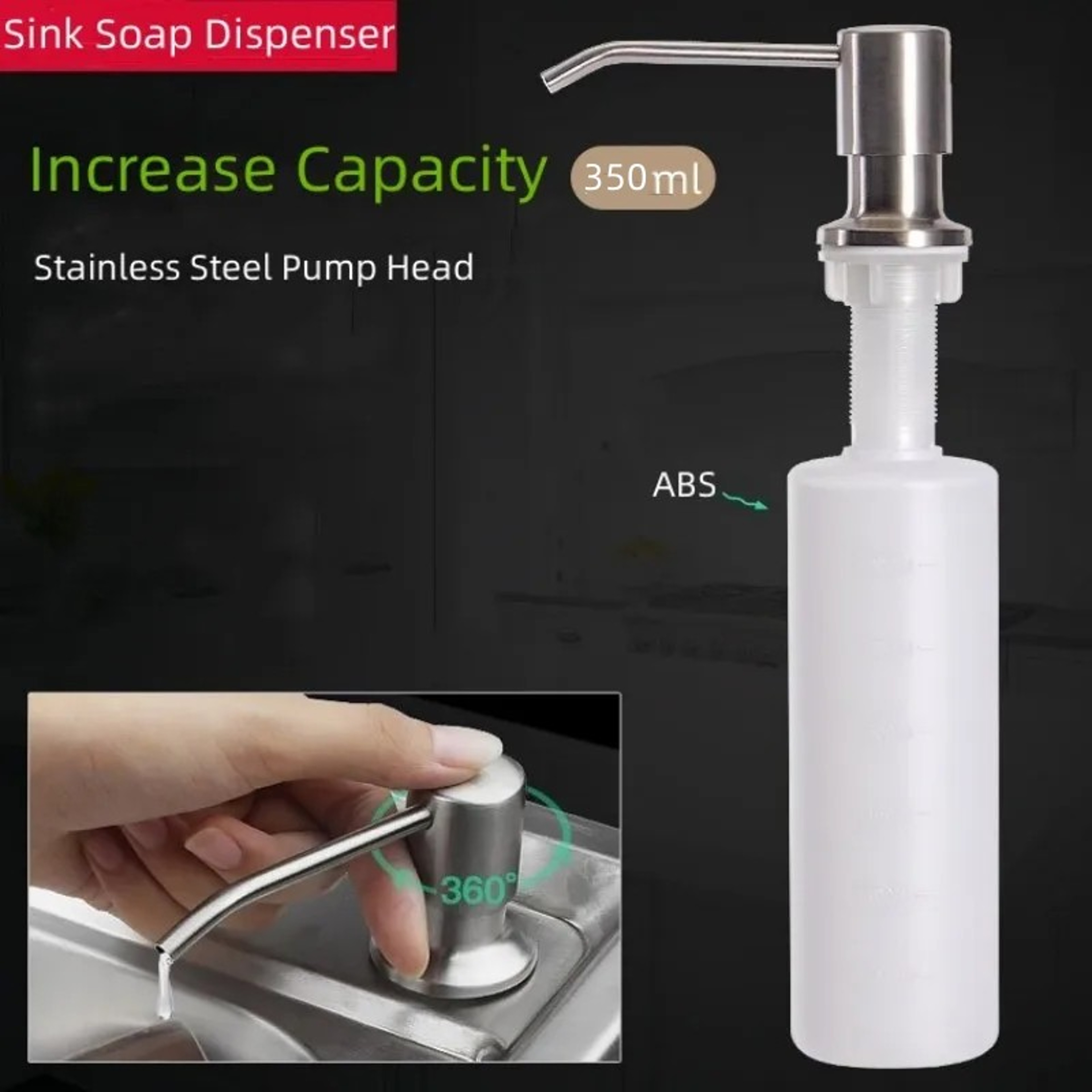 Stainless Steel Sink Soap Dispenser Kitchen Countertop Lotion Pump 1
