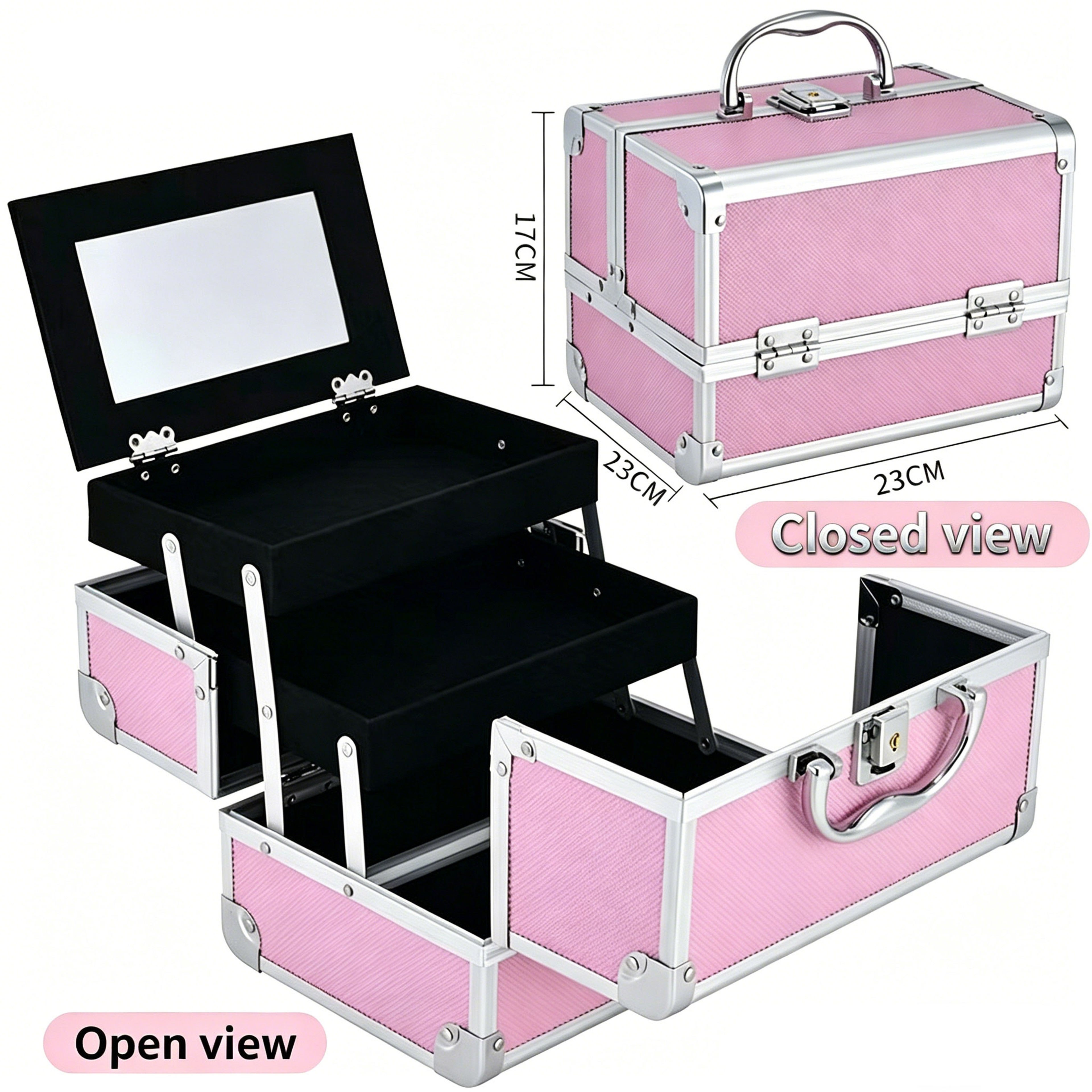 Portable Makeup Case with Mirror and Lock Secure Cosmetic Organizer for Travel and Beauty Professionals – view 4