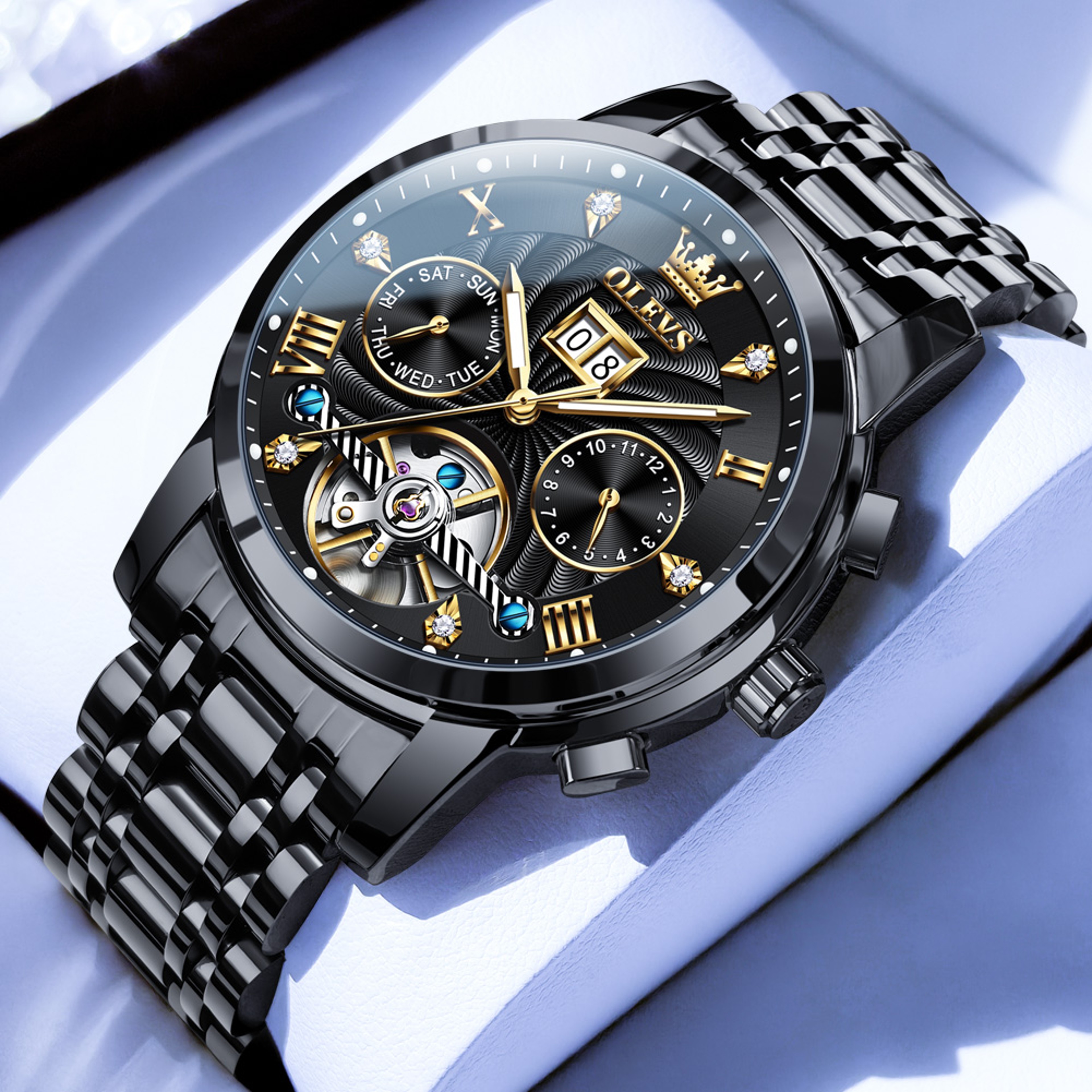 Automatic Mechanical Watch For Men With Skeleton Dial And Luminous Display 12