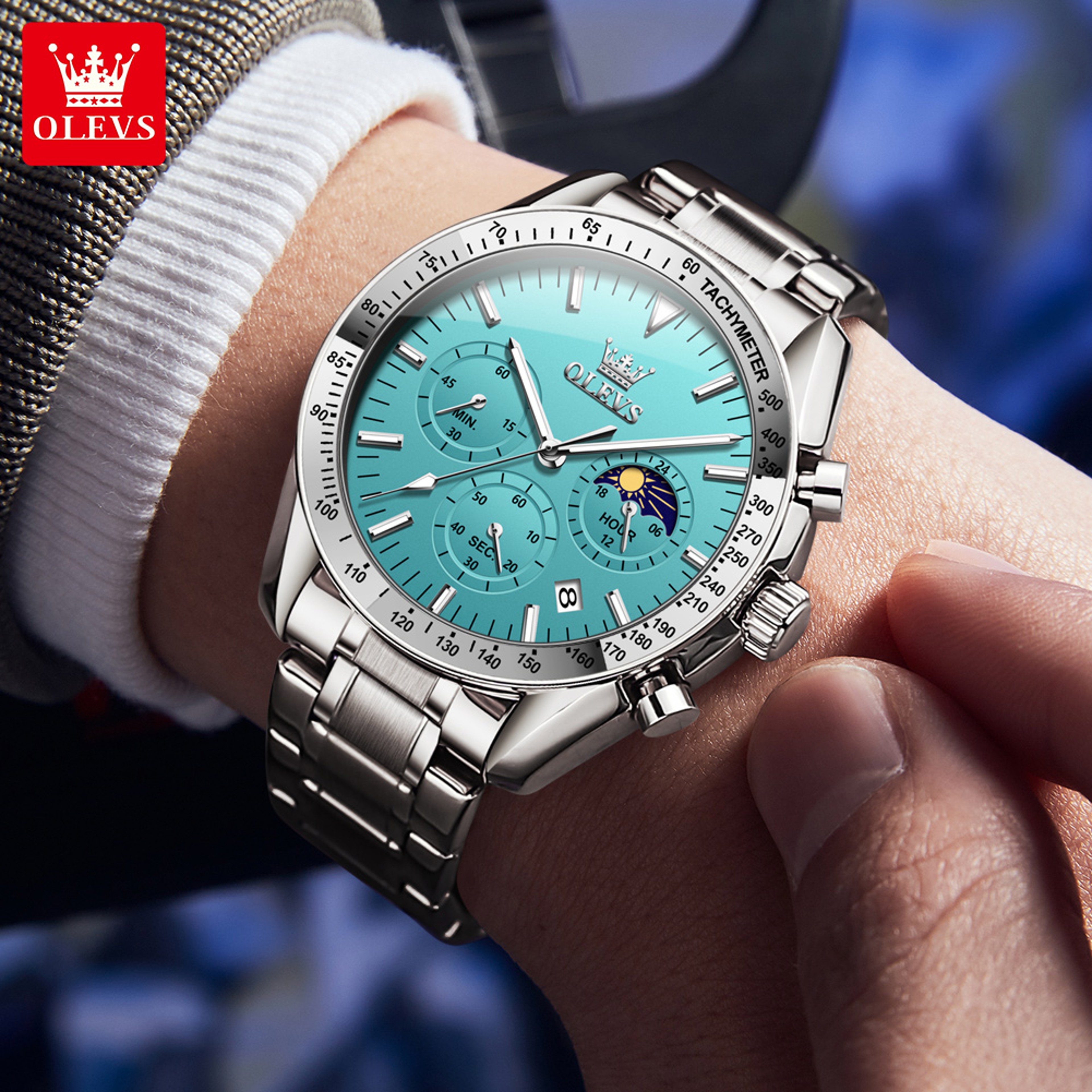 Moon Phase Skeleton Quartz Watch For Men With Luminous Calendar 1
