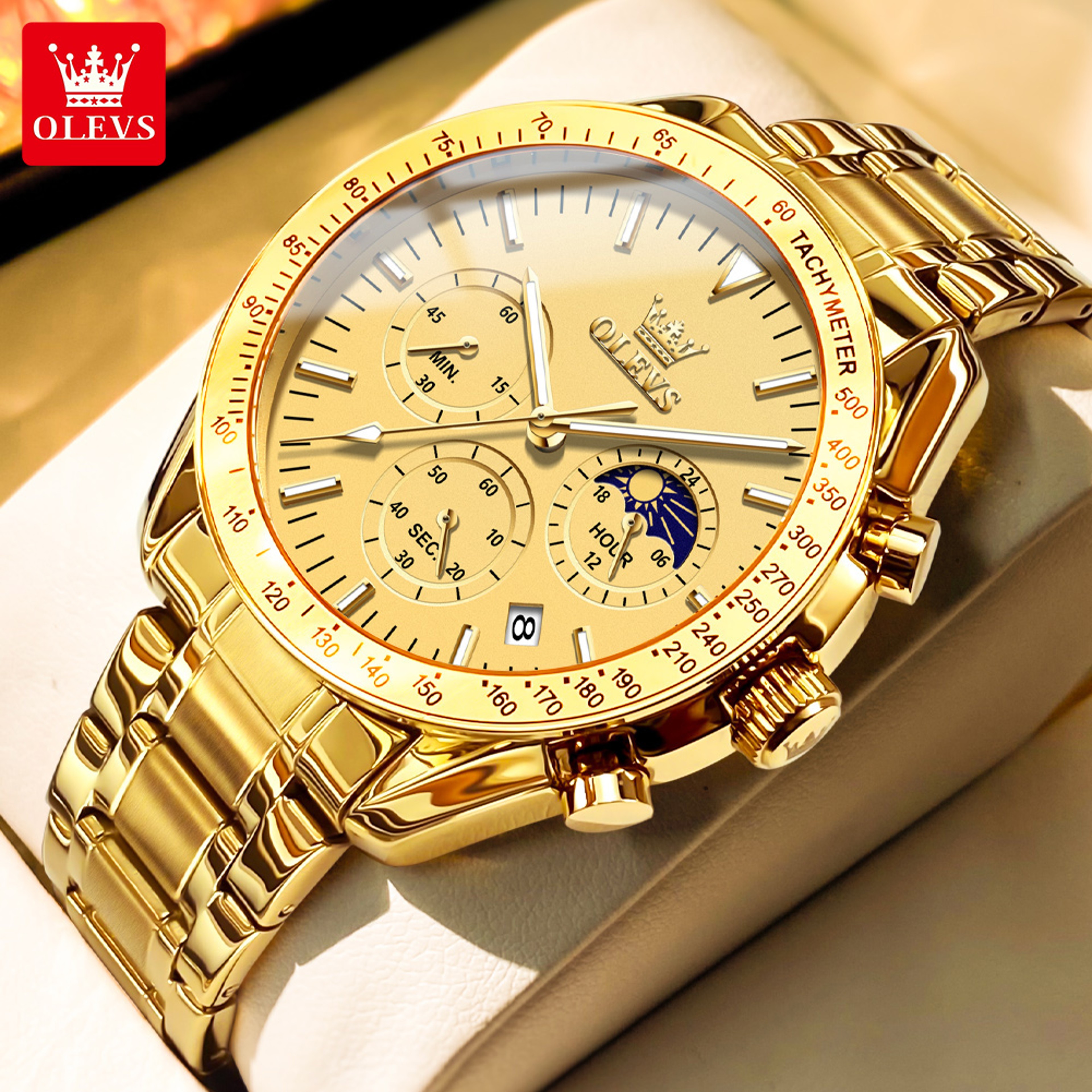 Moon Phase Skeleton Quartz Watch For Men With Luminous Calendar 7
