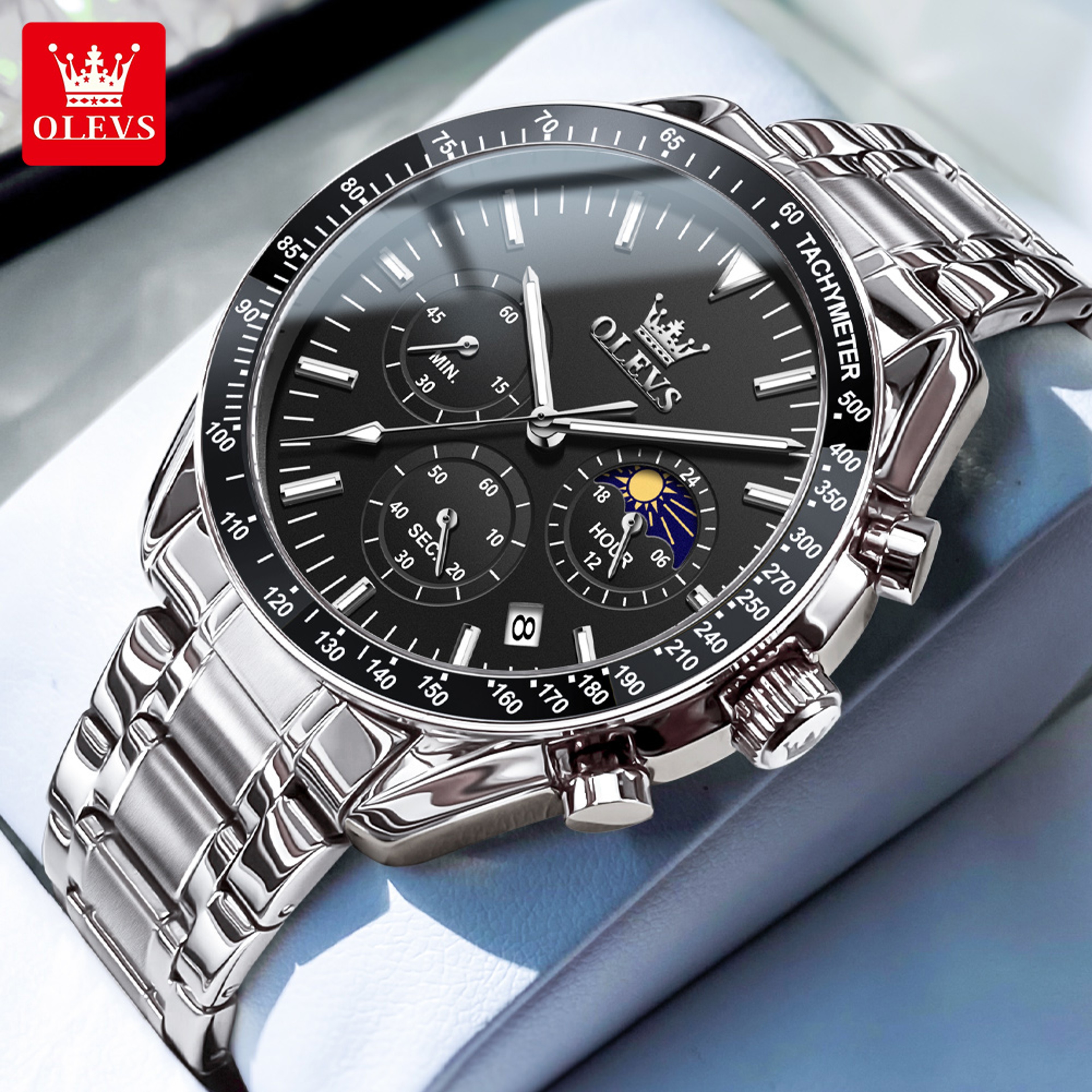 Moon Phase Skeleton Quartz Watch For Men With Luminous Calendar 8