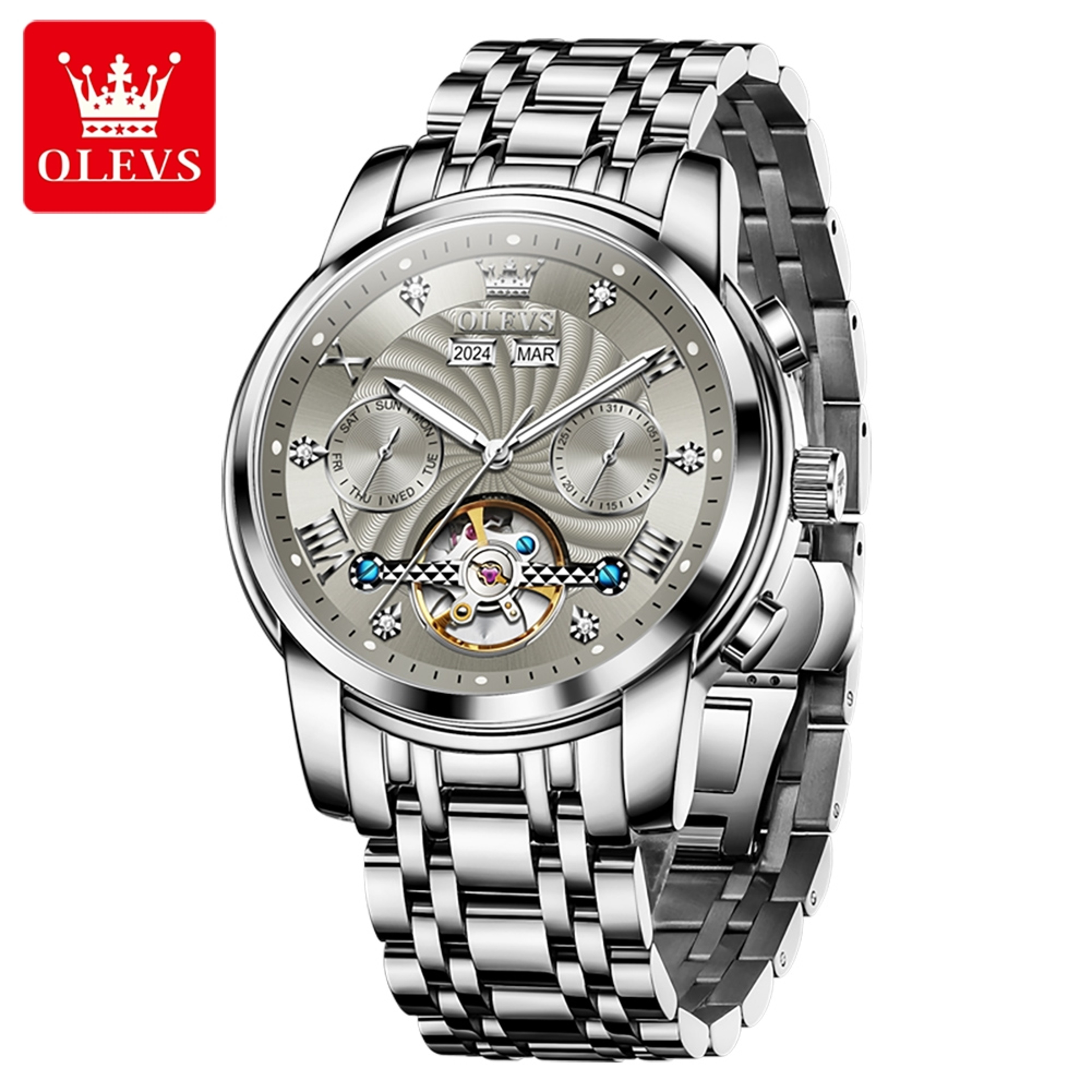 Automatic Mechanical Watch With Skeleton Dial And Complete Calendar 3