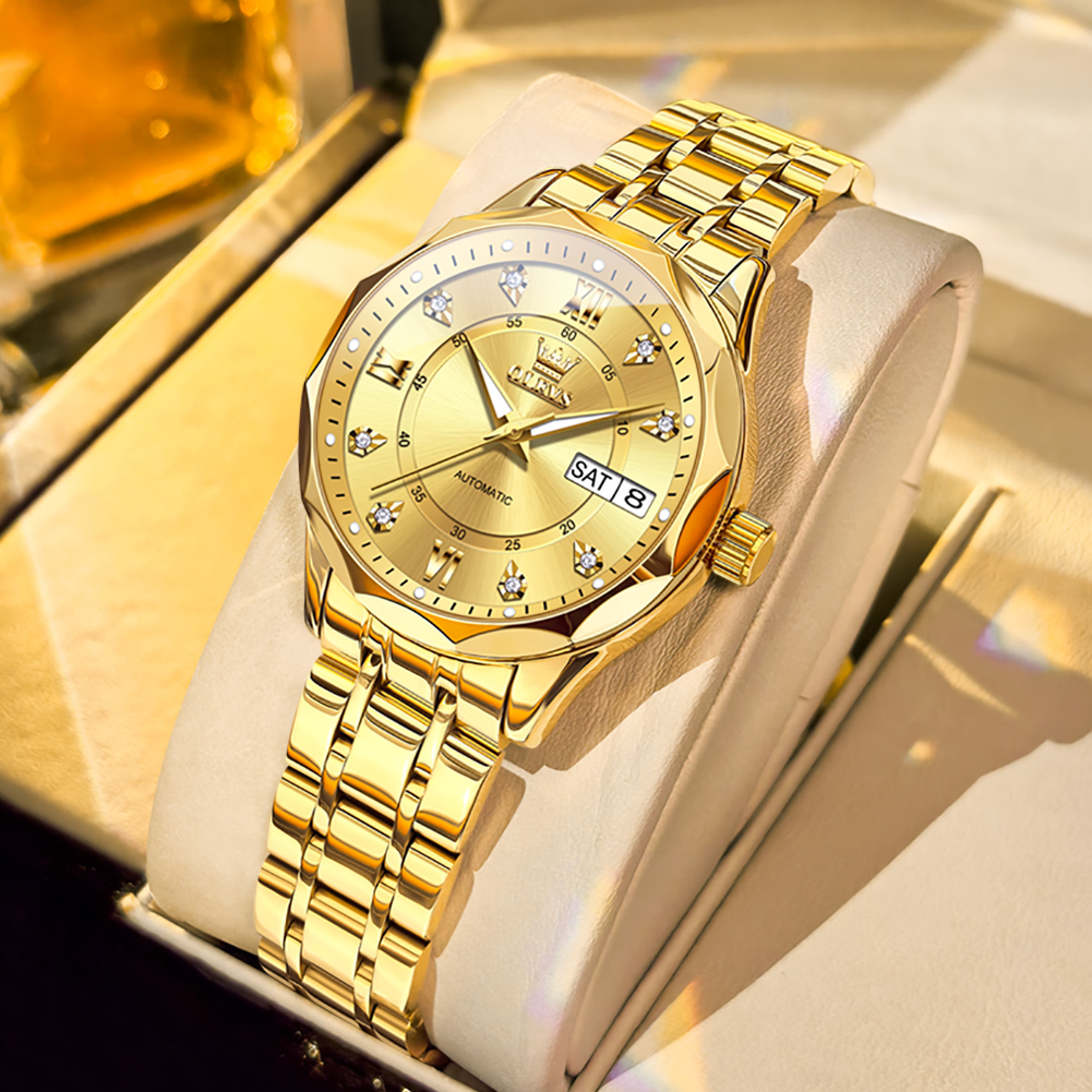 Elegant Automatic Mechanical Watch For Women With Grey Double Scale Dial Waterproof Date 8