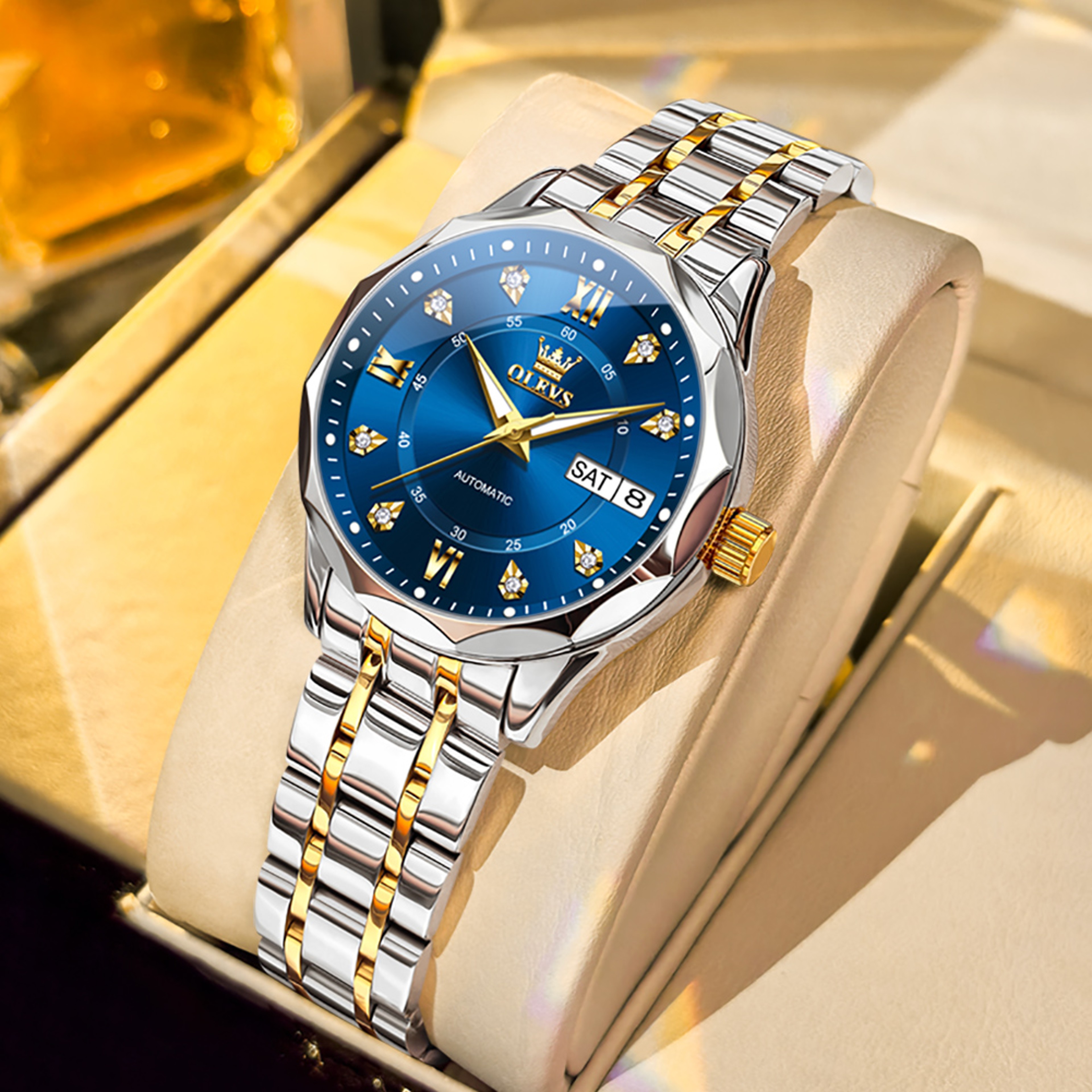 Elegant Automatic Mechanical Watch For Women With Grey Double Scale Dial Waterproof Date 10