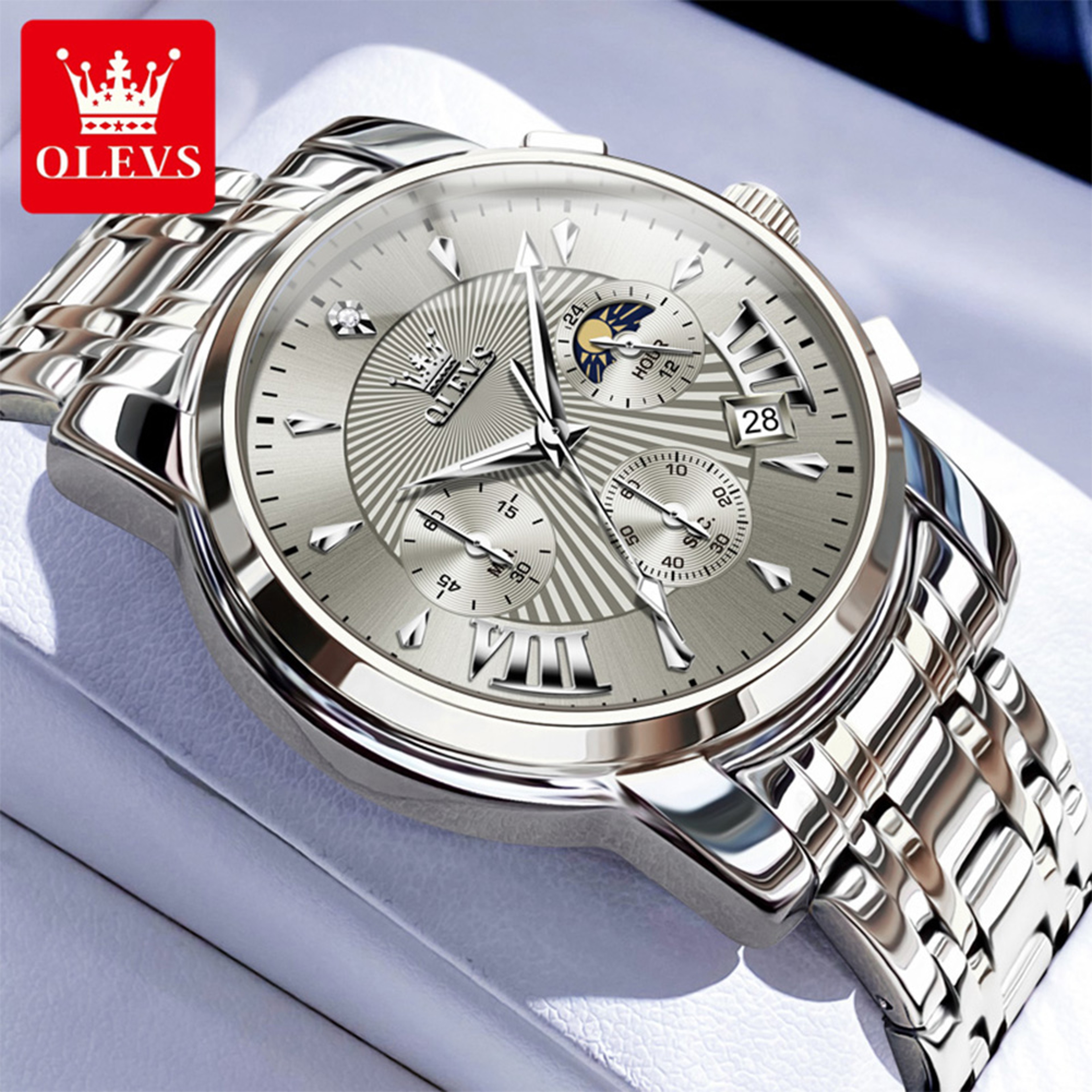 Luxury Moon Phase Quartz Watch For Men With Chronograph And Waterproof Design 1