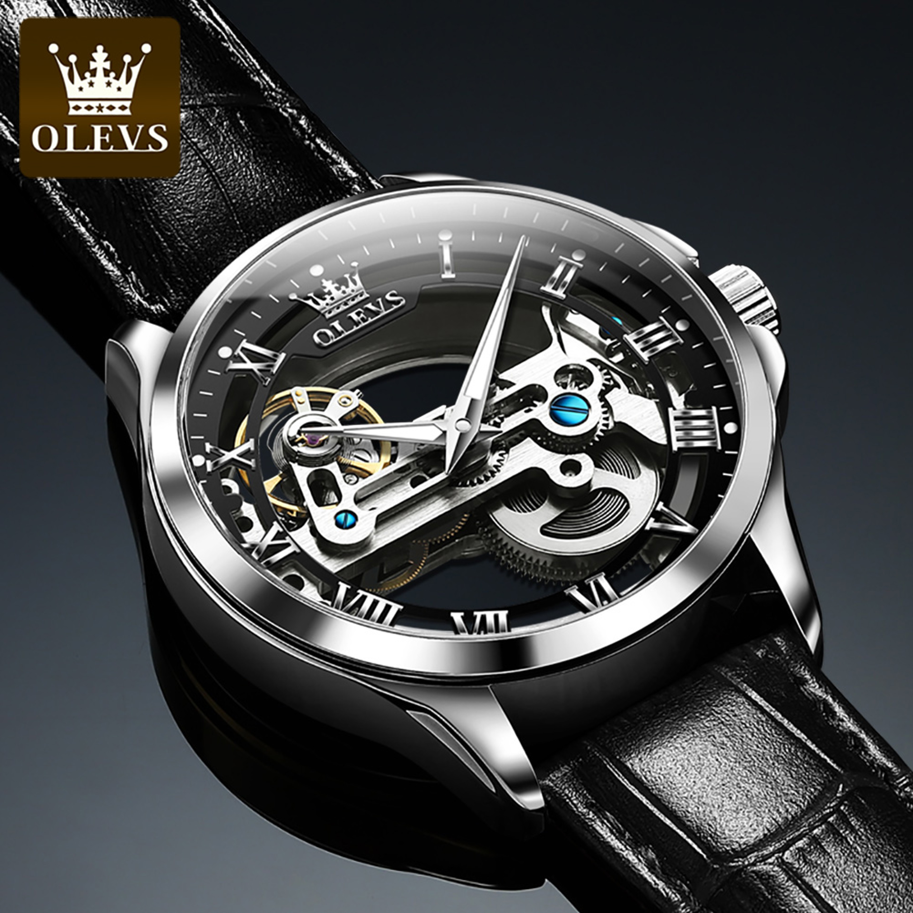 Automatic Mechanical Skeleton Watch For Men Transparent Dial Waterproof Luxury Wristwatch 2